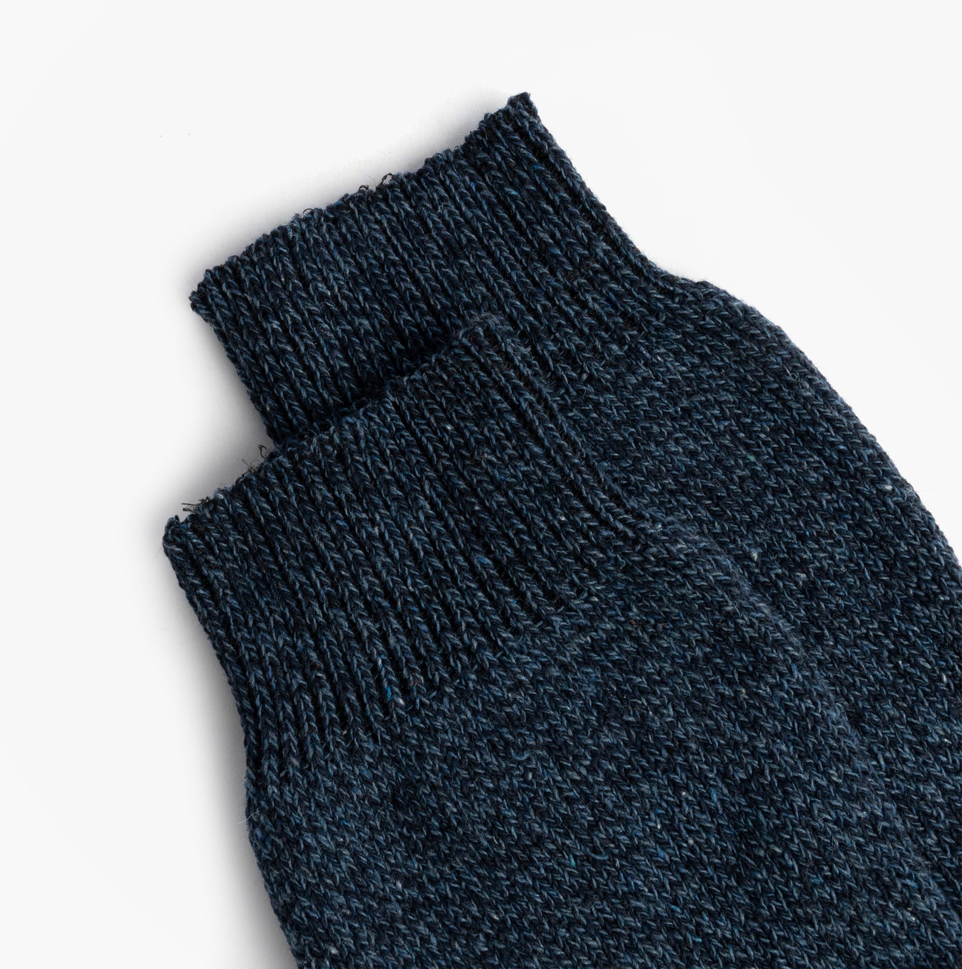 Mud Dogs Mens Welly Boot Socks Navy close-up detail view showcasing textured wool blend material.