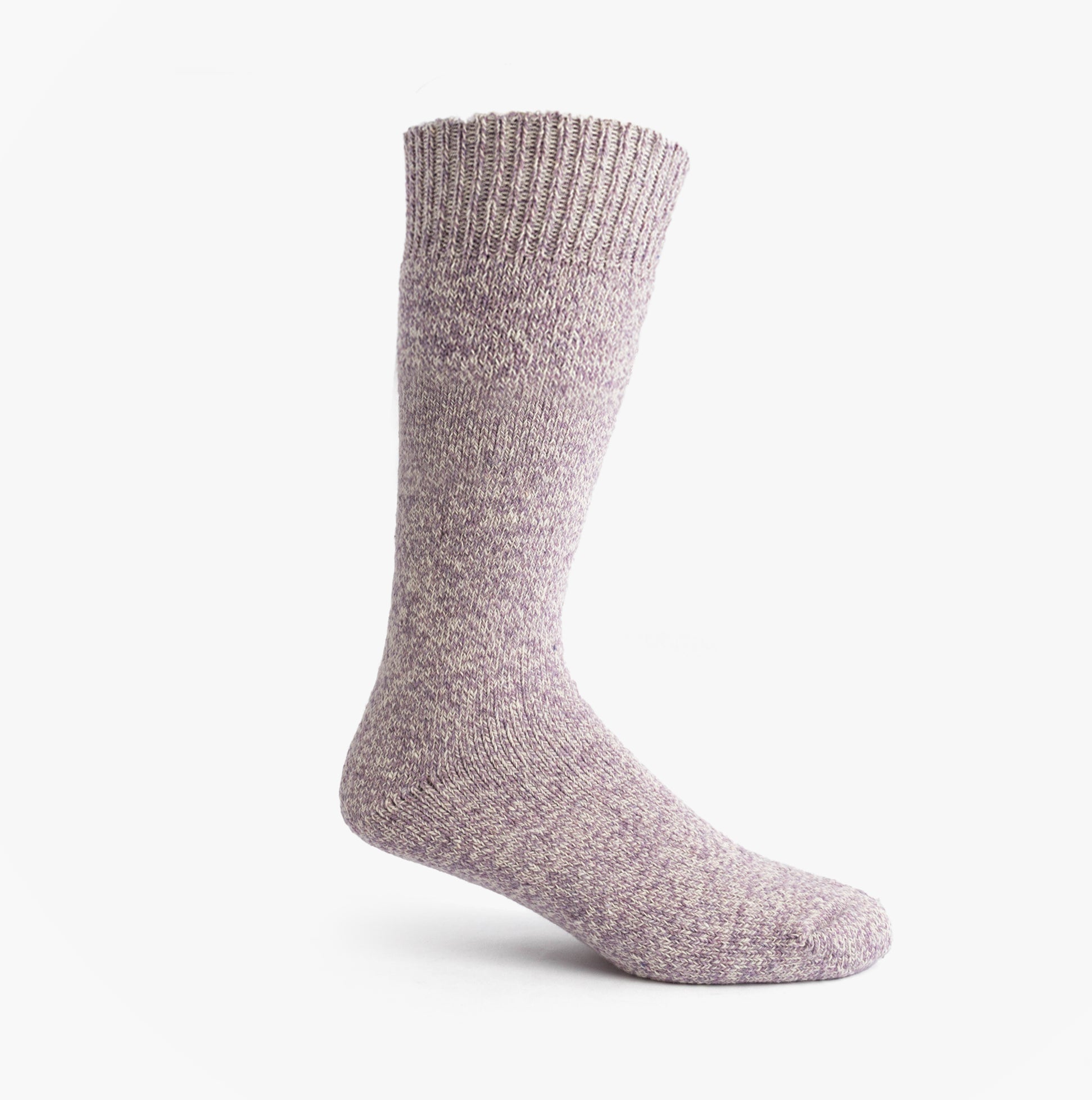 Mud Dogs Womens Welly Boot Socks Light Purple side view, showcasing the wool blend material and ribbed top.
