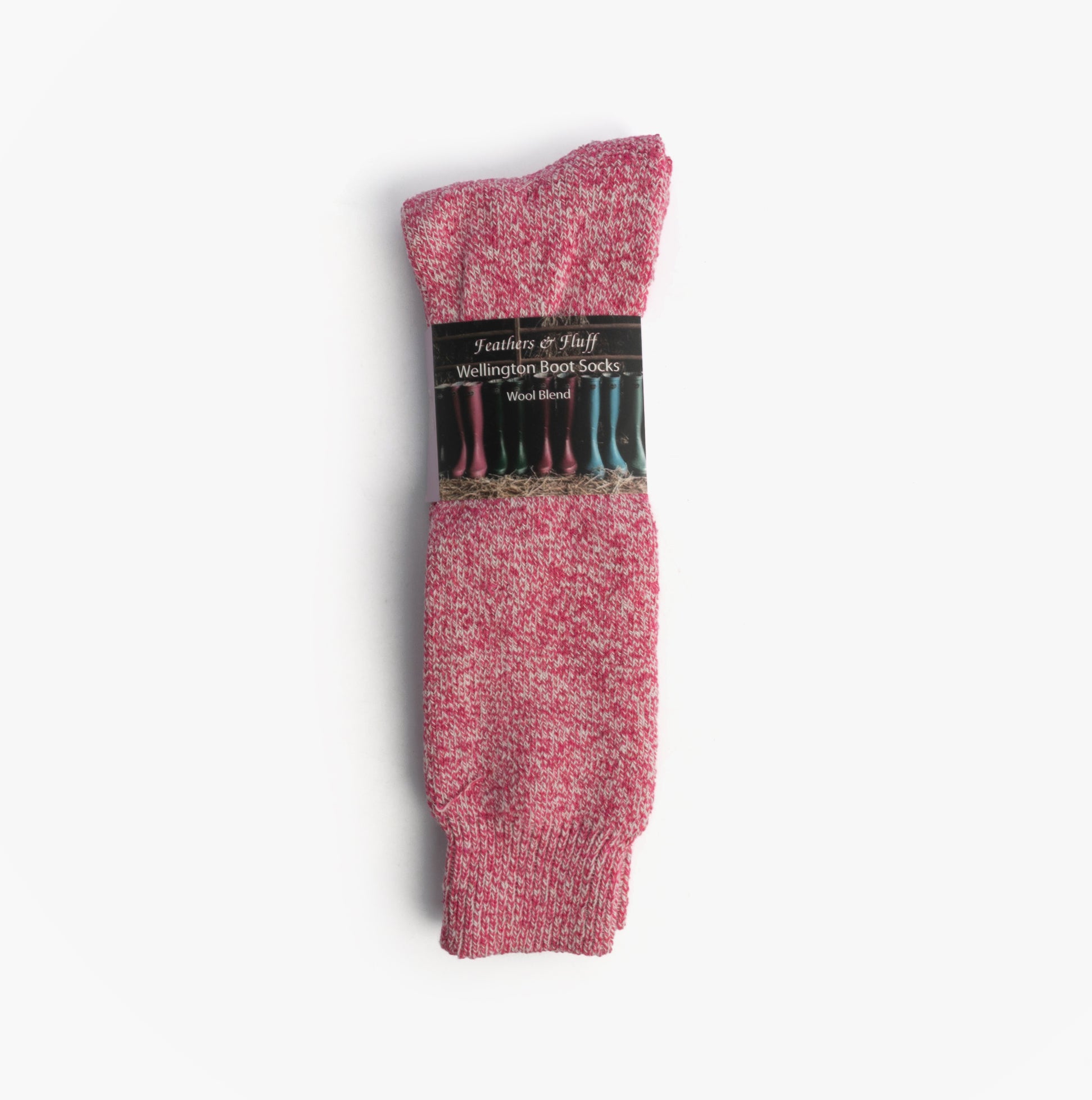 Mud Dogs Womens Welly Boot Socks Pink front view, wool blend, stylish pink design, single item