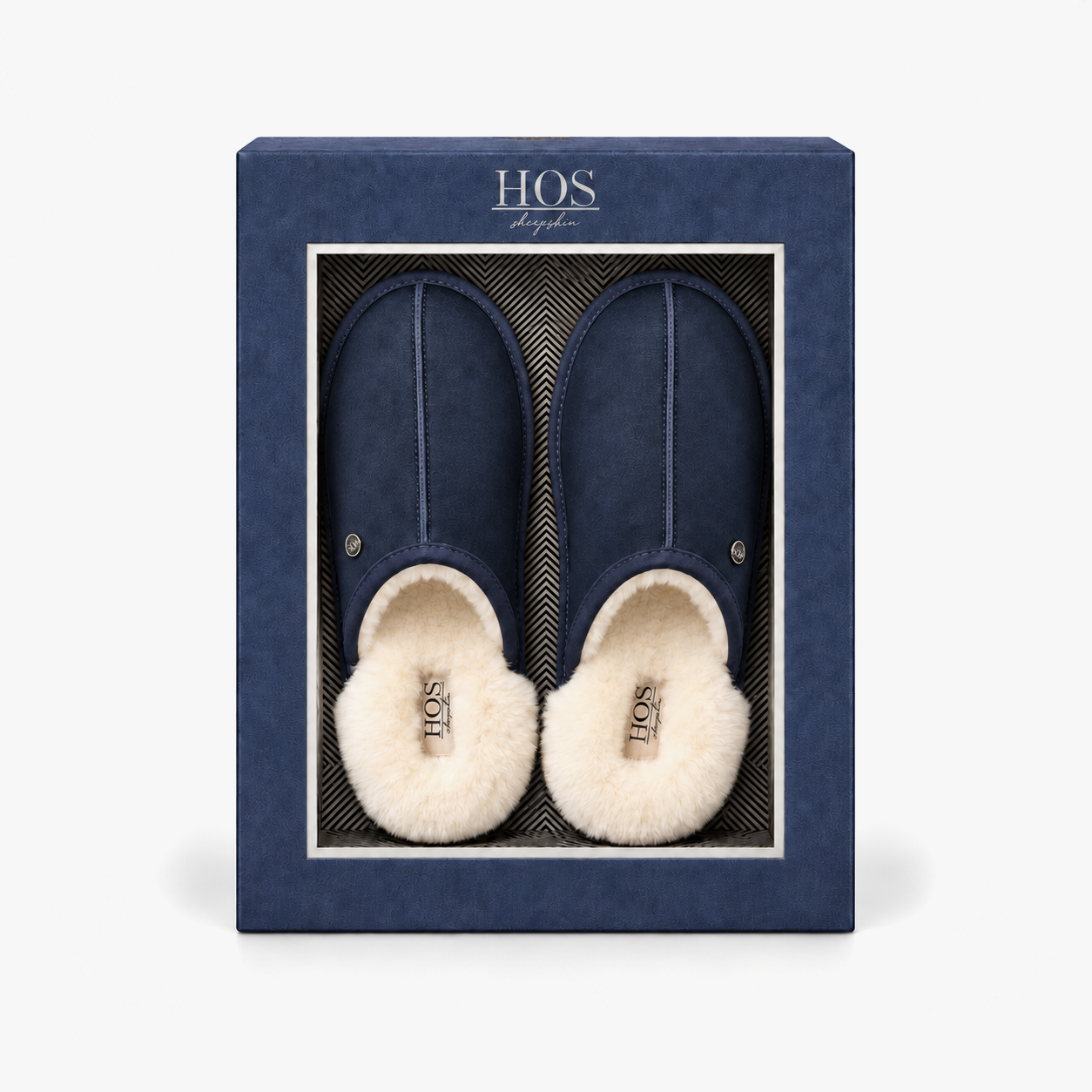 HOS Sheepskin EDWIN Mens Mules Navy