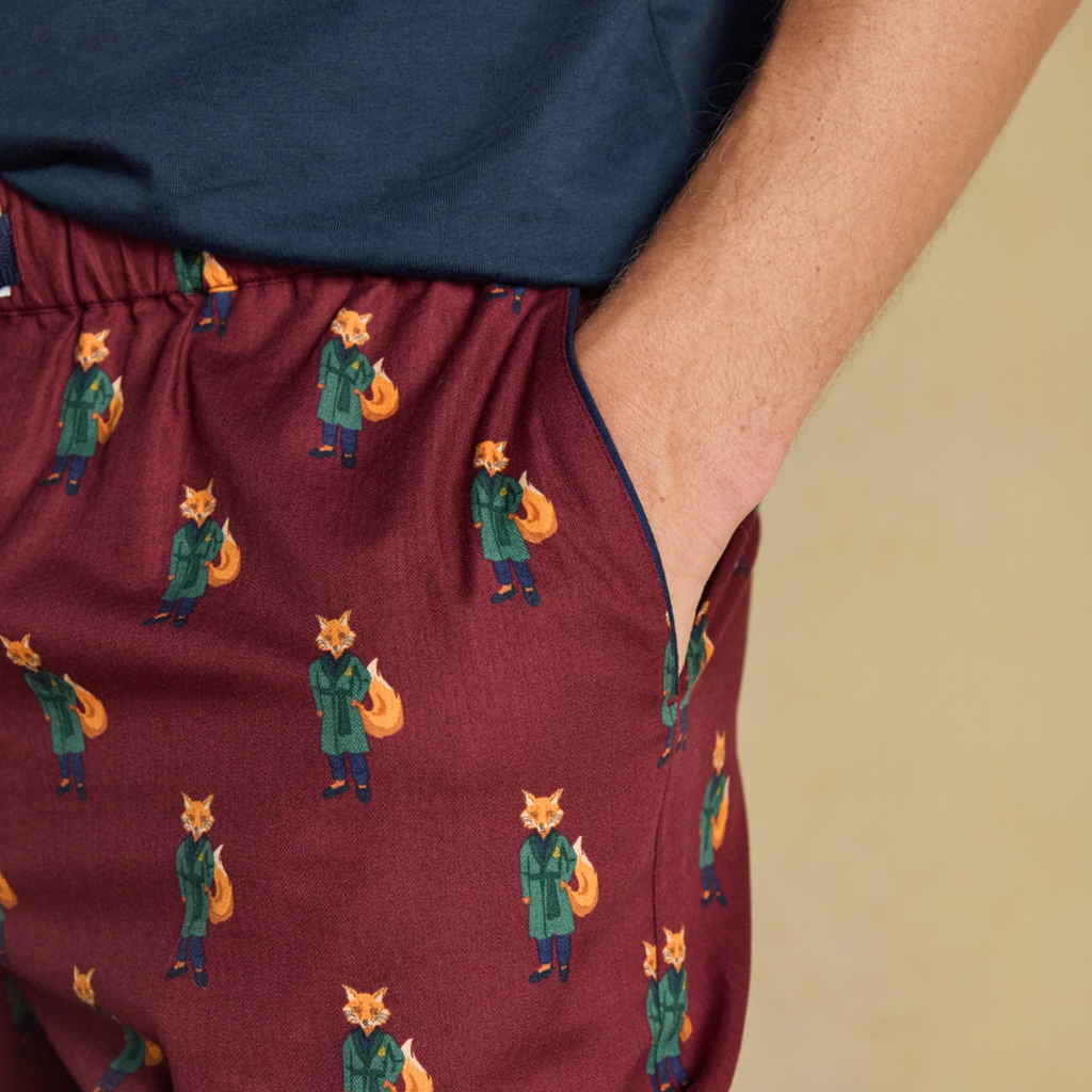 Joules G66094 DOZER LONG Mens Pyjama Set Burgundy/Navy Mens Pyjama Set Burgundy/Navy