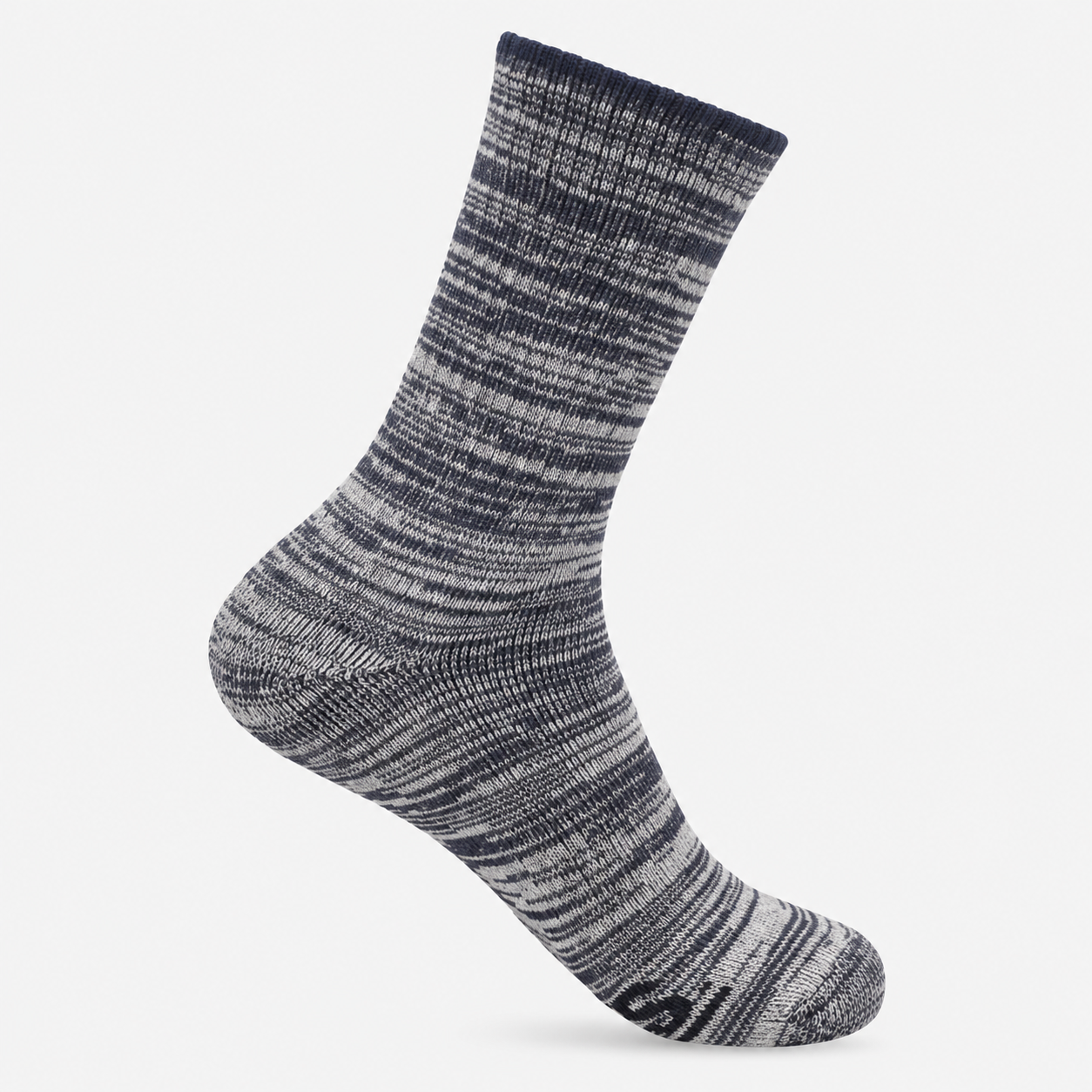 Totes Toasties TERRY SOCK WITH ARCH SUPPORT (TWIN PACK) Mens Crew Socks Grey / Navy Mix