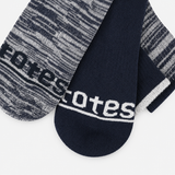 Totes Toasties TERRY SOCK WITH ARCH SUPPORT (TWIN PACK) Mens Crew Socks Grey / Navy Mix