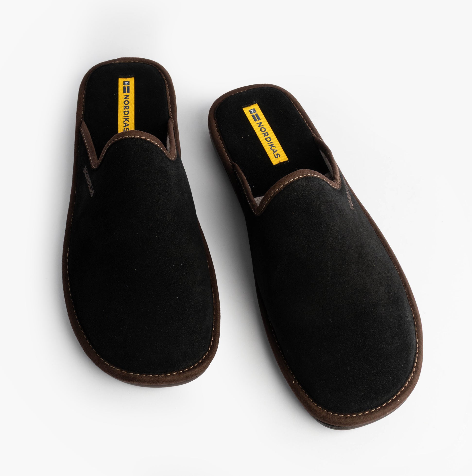 Nordikas 131 Mens Suede Mule Slippers Black