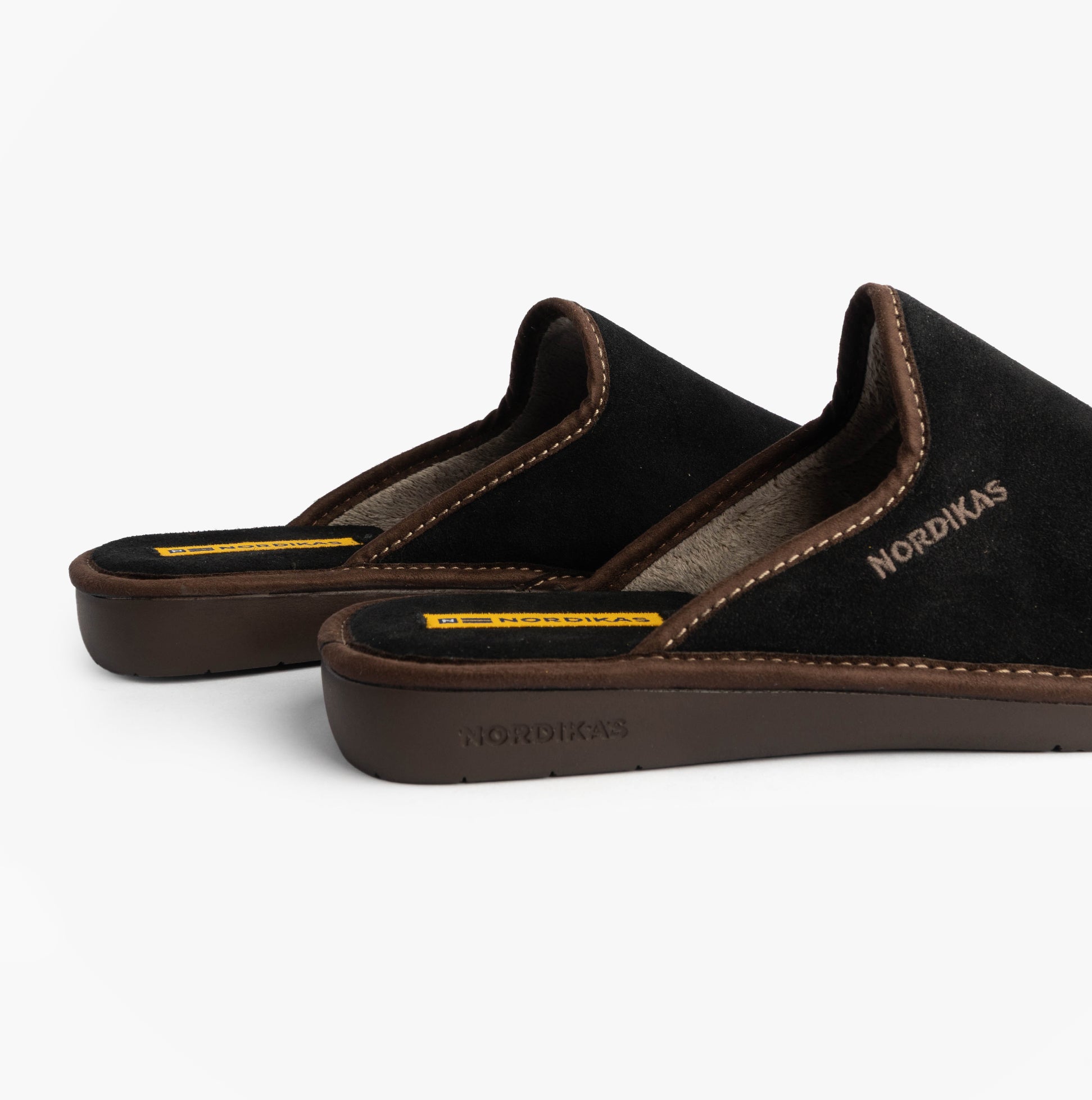 Nordikas 131 Mens Suede Mule Slippers Black