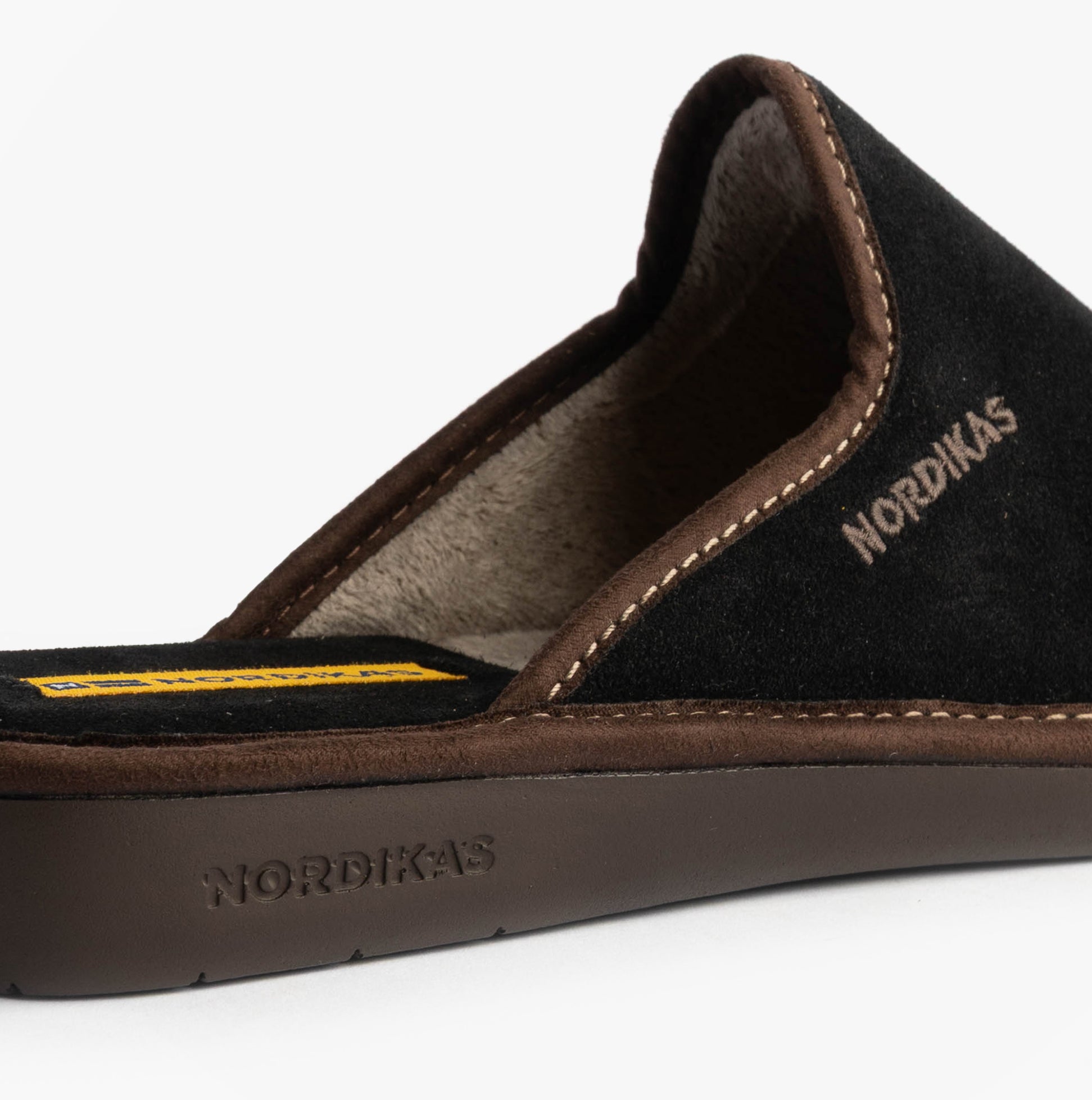 Nordikas 131 Mens Suede Mule Slippers Black