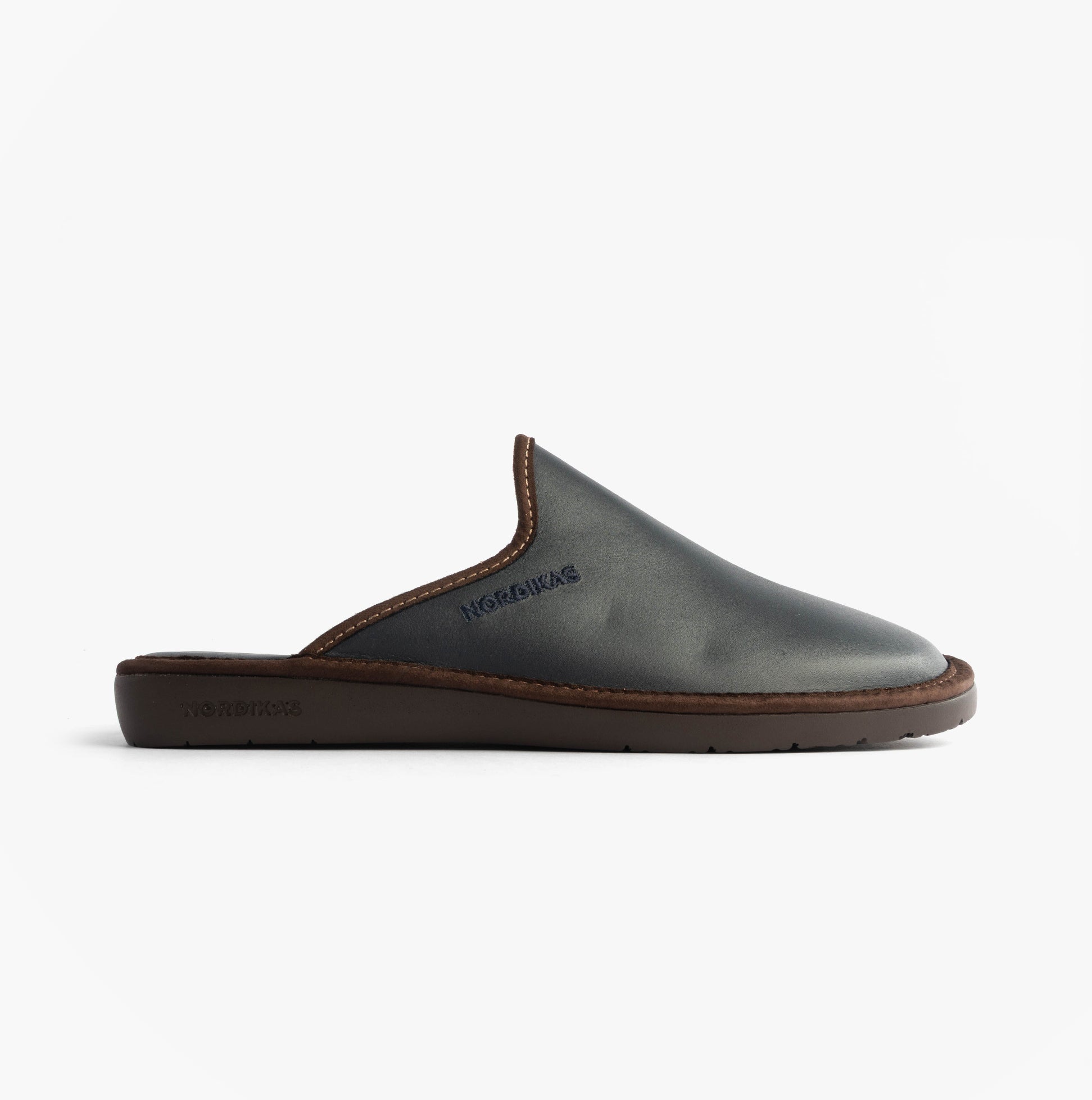 Nordikas 131 Mens Leather Mule Slippers Navy