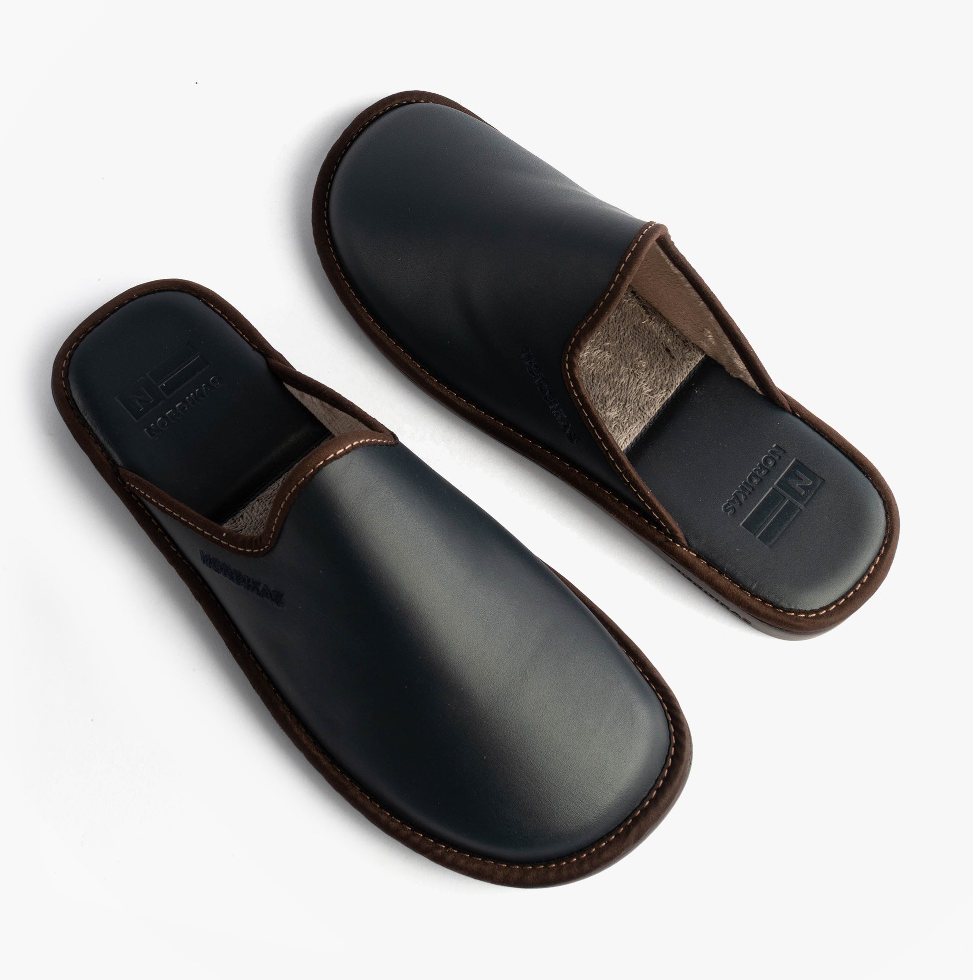 Nordikas 131 Mens Leather Mule Slippers Navy