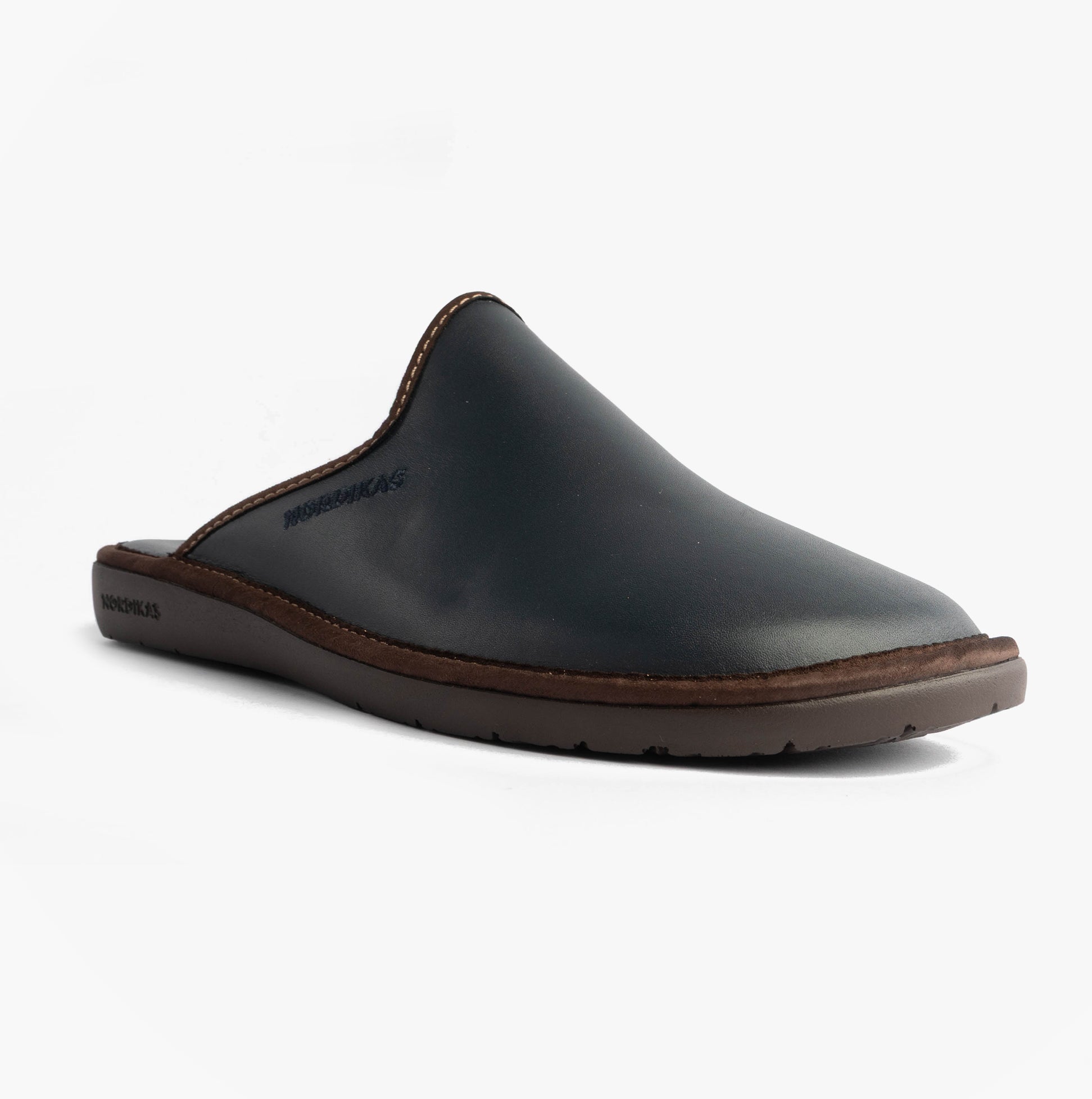 Nordikas 131 Mens Leather Mule Slippers Navy