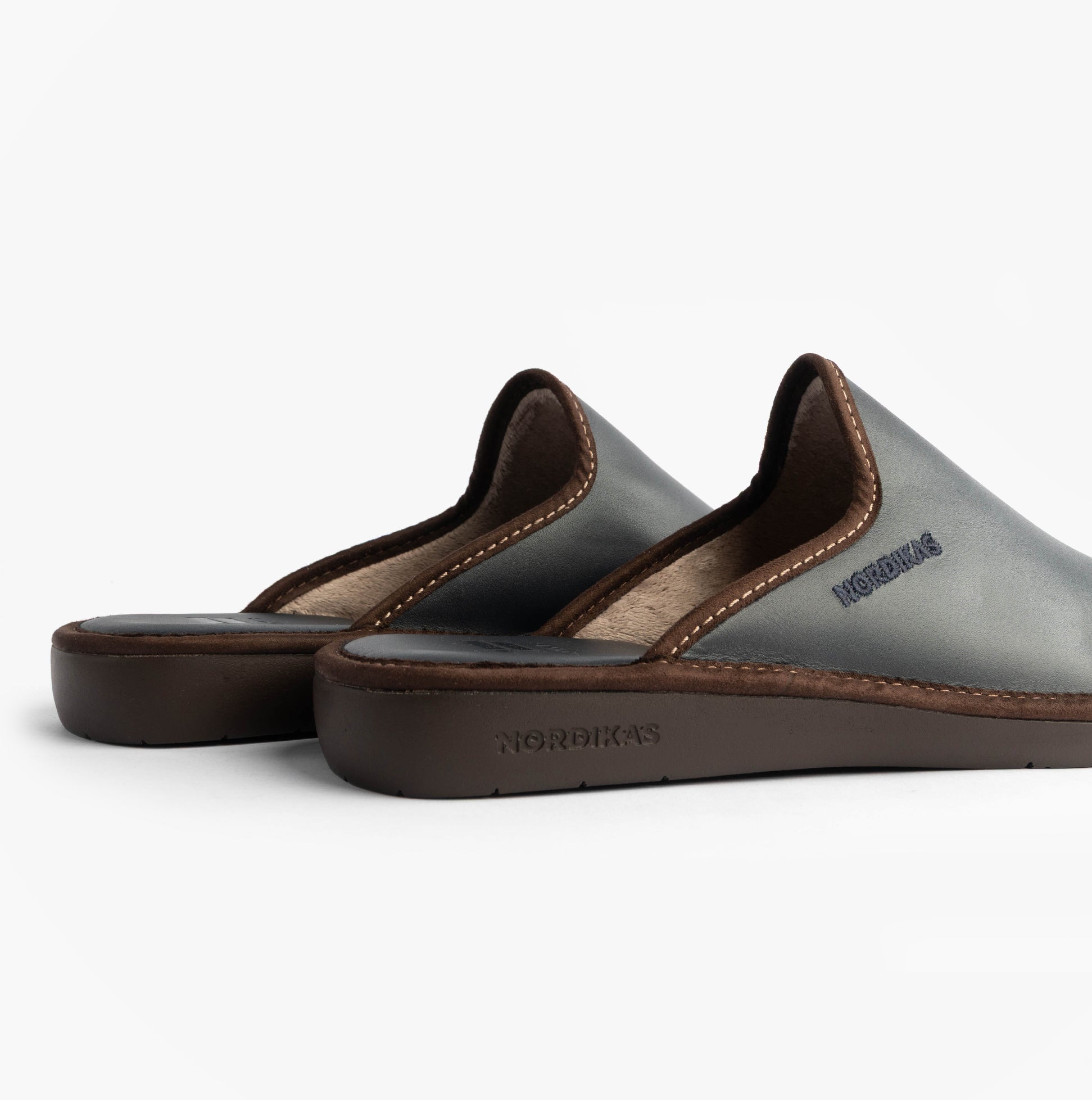 Nordikas 131 Mens Leather Mule Slippers Navy