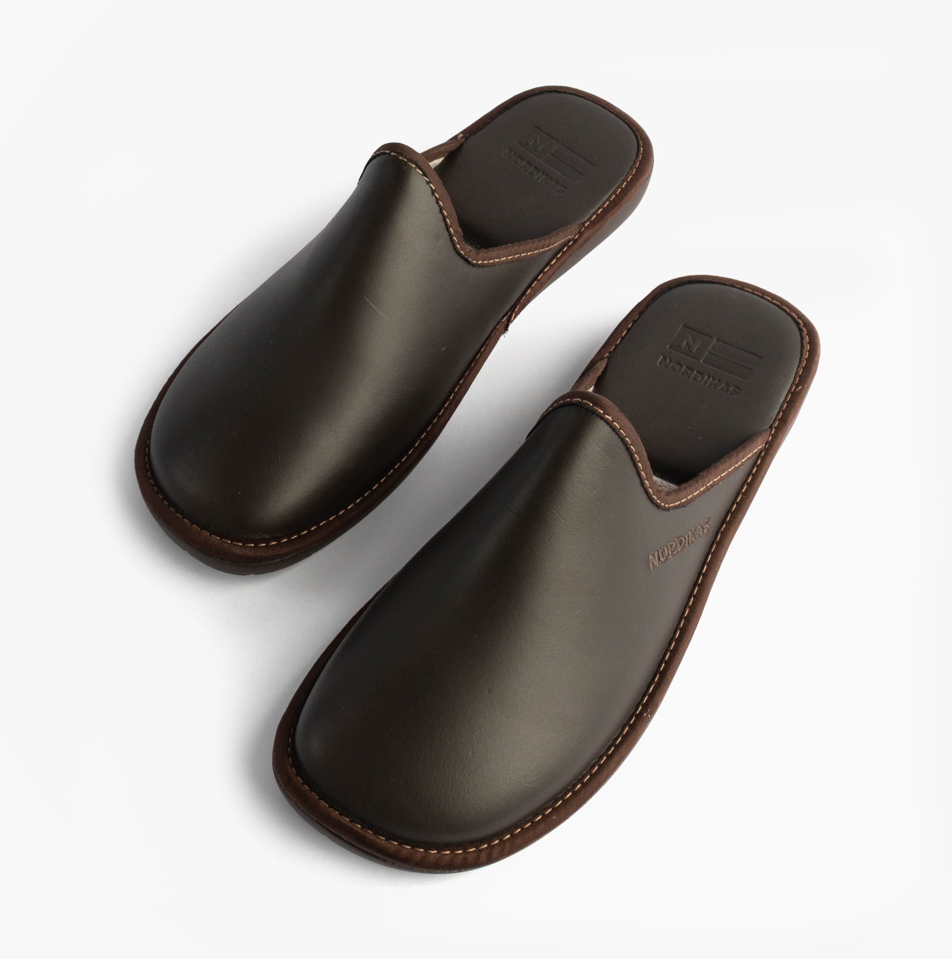 Nordikas 131 Mens Leather Mule Slippers Moka