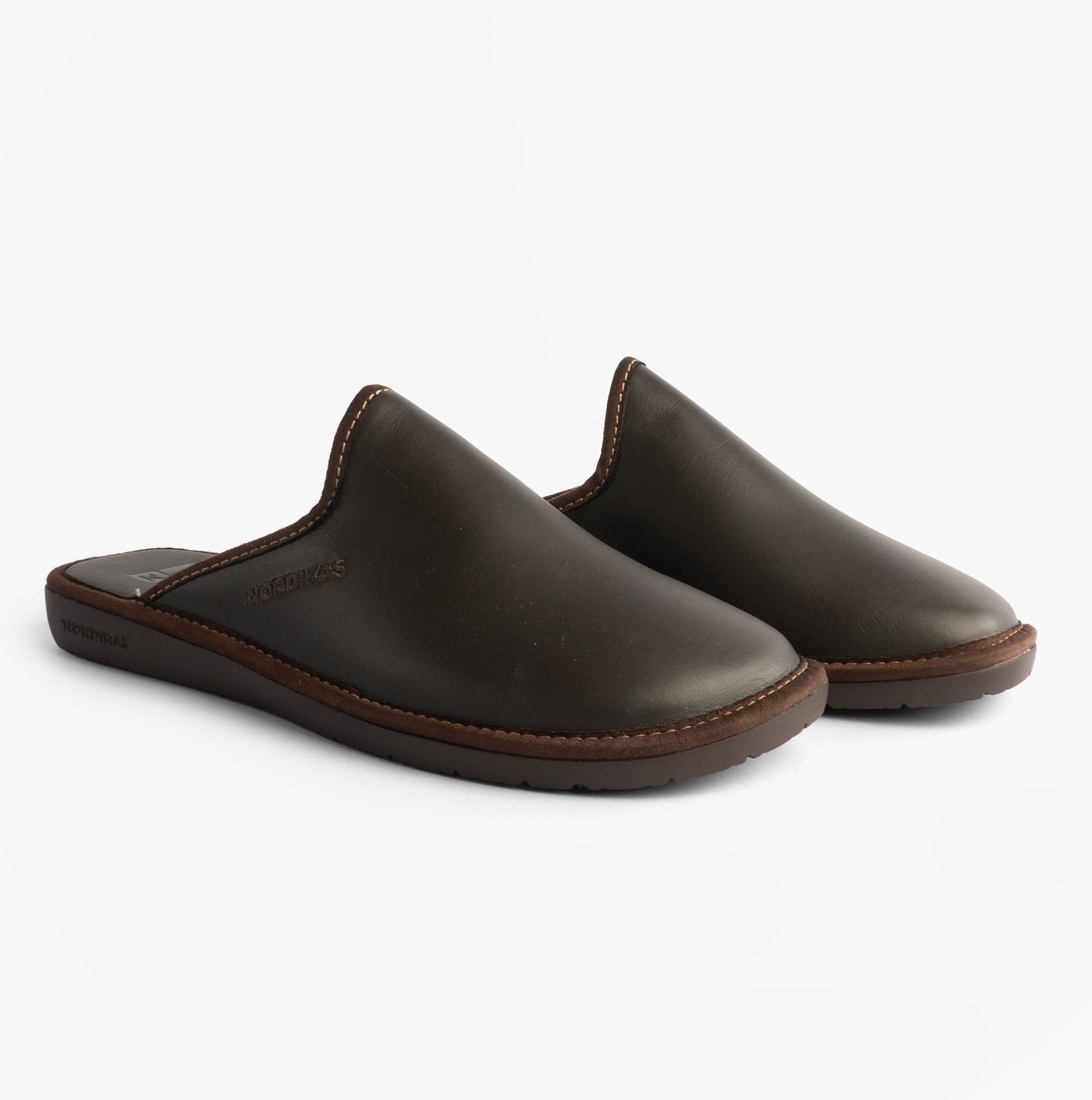 Nordikas 131 Mens Leather Mule Slippers Moka