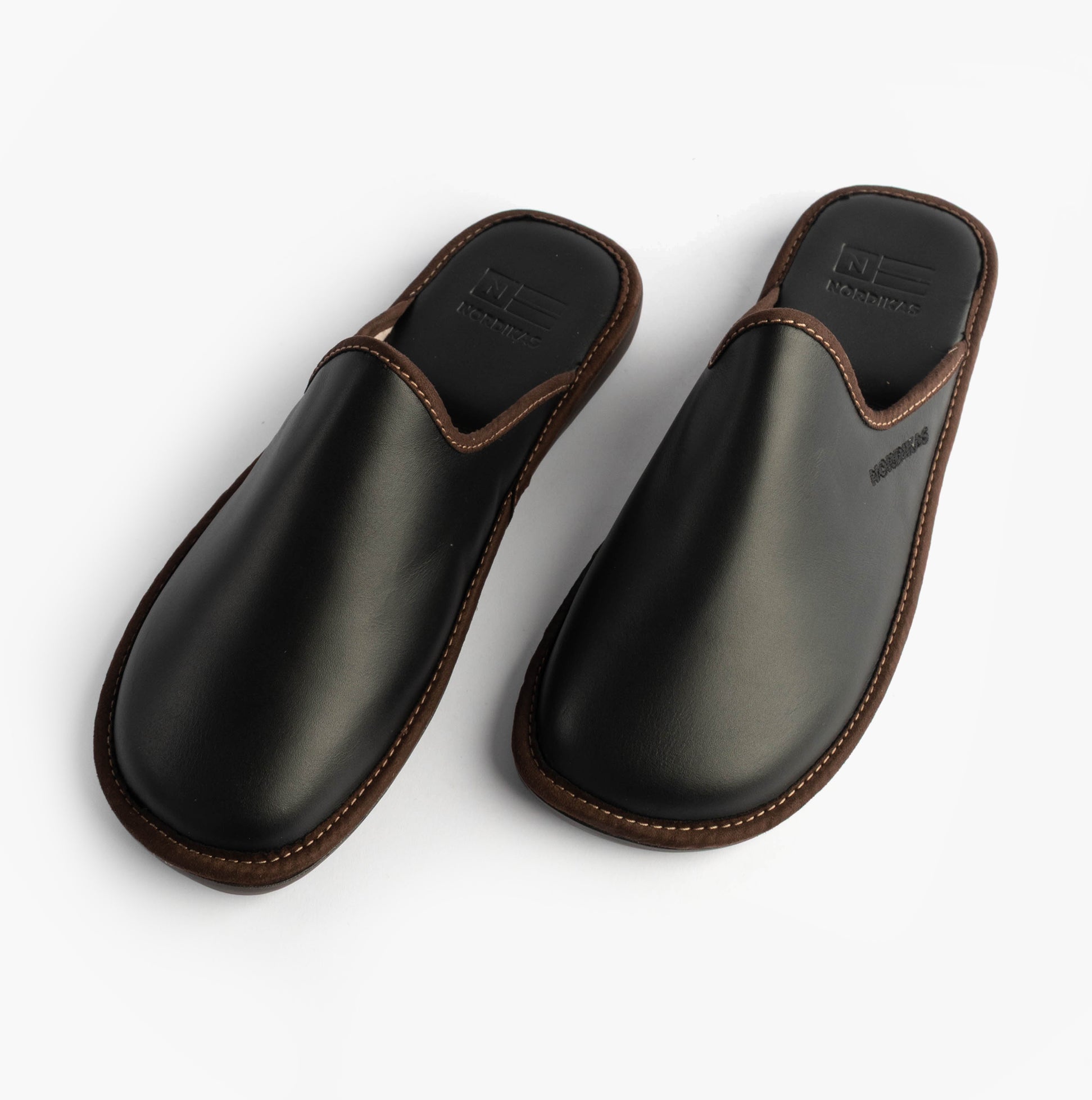 Nordikas 131 Mens Leather Mule Slippers Black