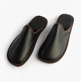 Nordikas 131 Mens Leather Mule Slippers Black