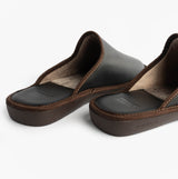 Nordikas 131 Mens Leather Mule Slippers Black