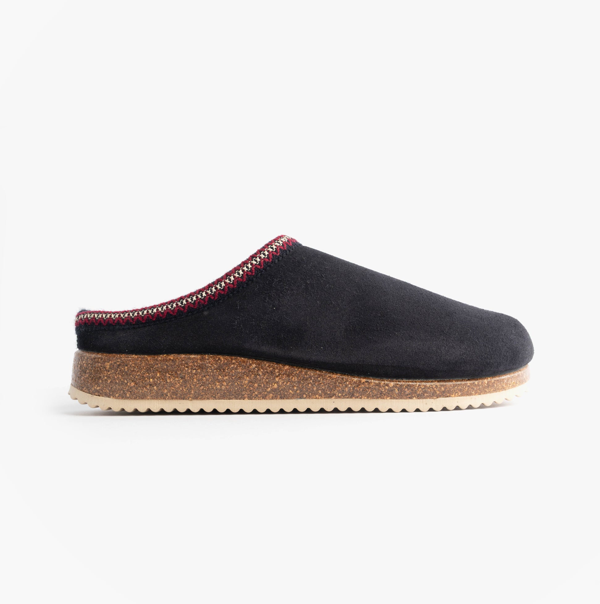 Nordikas 2258 Mens Suede Mule Slippers Marine Blue side view showing suede upper and slip-on design
