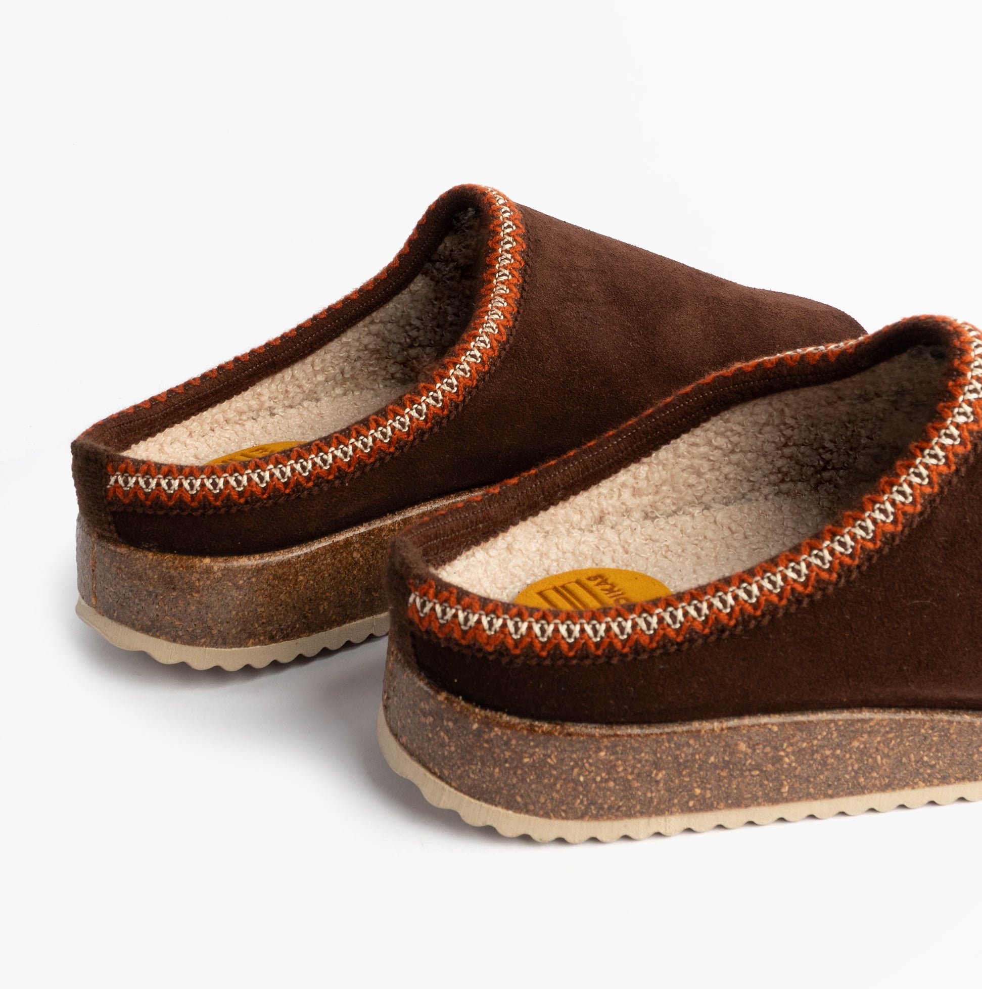 Nordikas 2258 Mens Suede Mule Slippers Brown side view showcasing soft suede upper and comfortable sole.