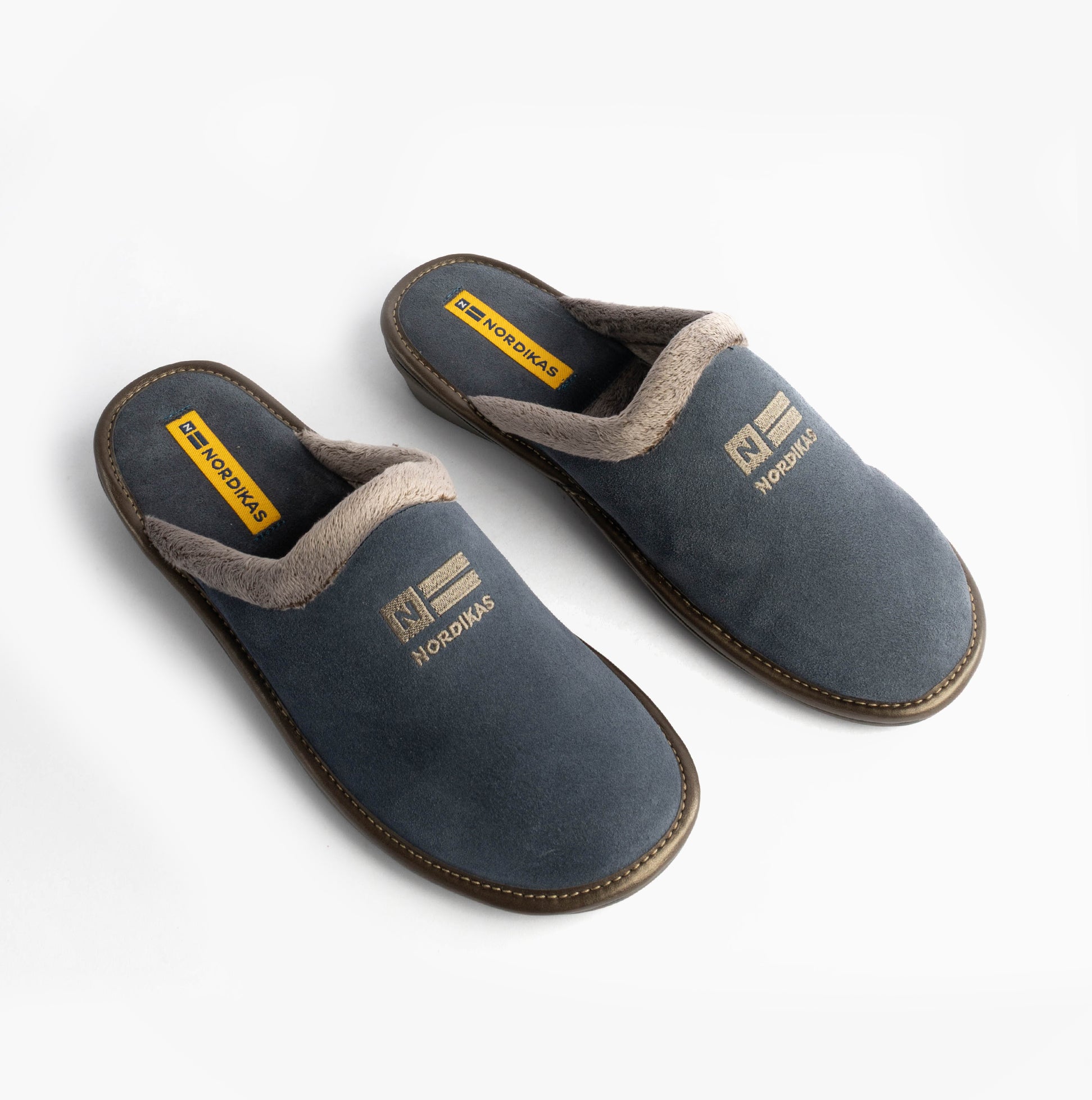 Nordikas 238 Womens Suede Mule Slippers Jeans Blue