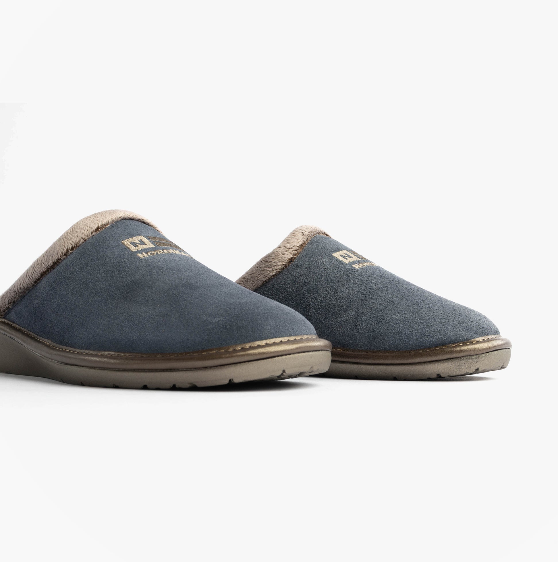 Nordikas 238 Womens Suede Mule Slippers Jeans Blue