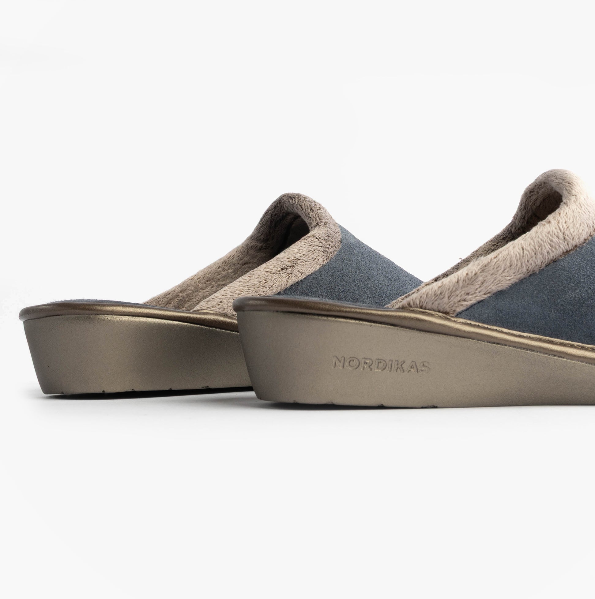Nordikas 238 Womens Suede Mule Slippers Jeans Blue