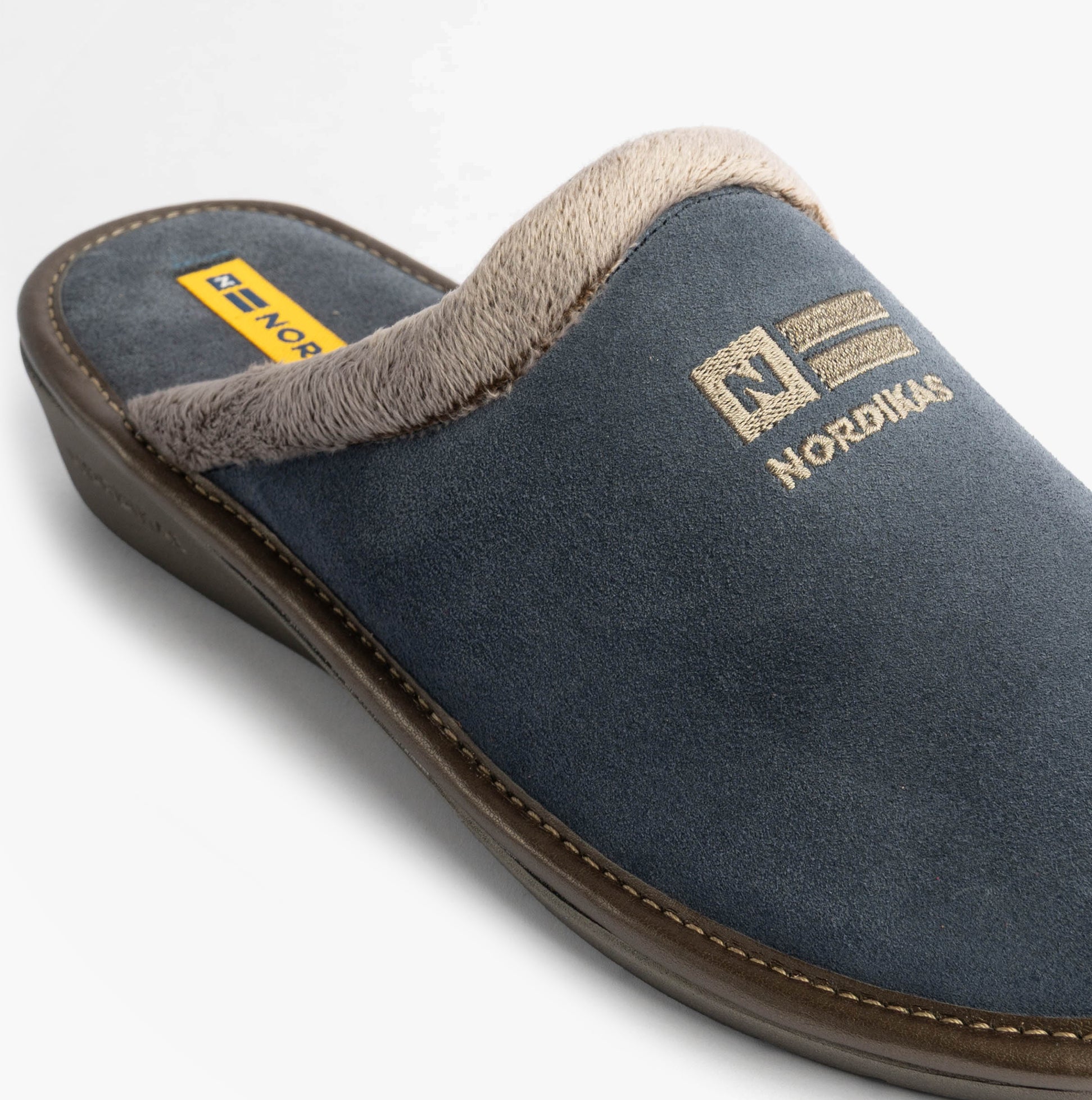 Nordikas 238 Womens Suede Mule Slippers Jeans Blue