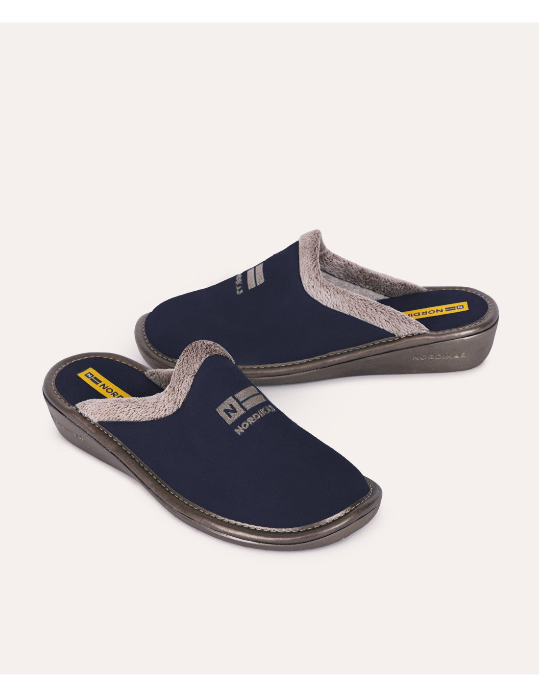 Nordikas 238 Womens Suede Mule Slippers Marine Blue