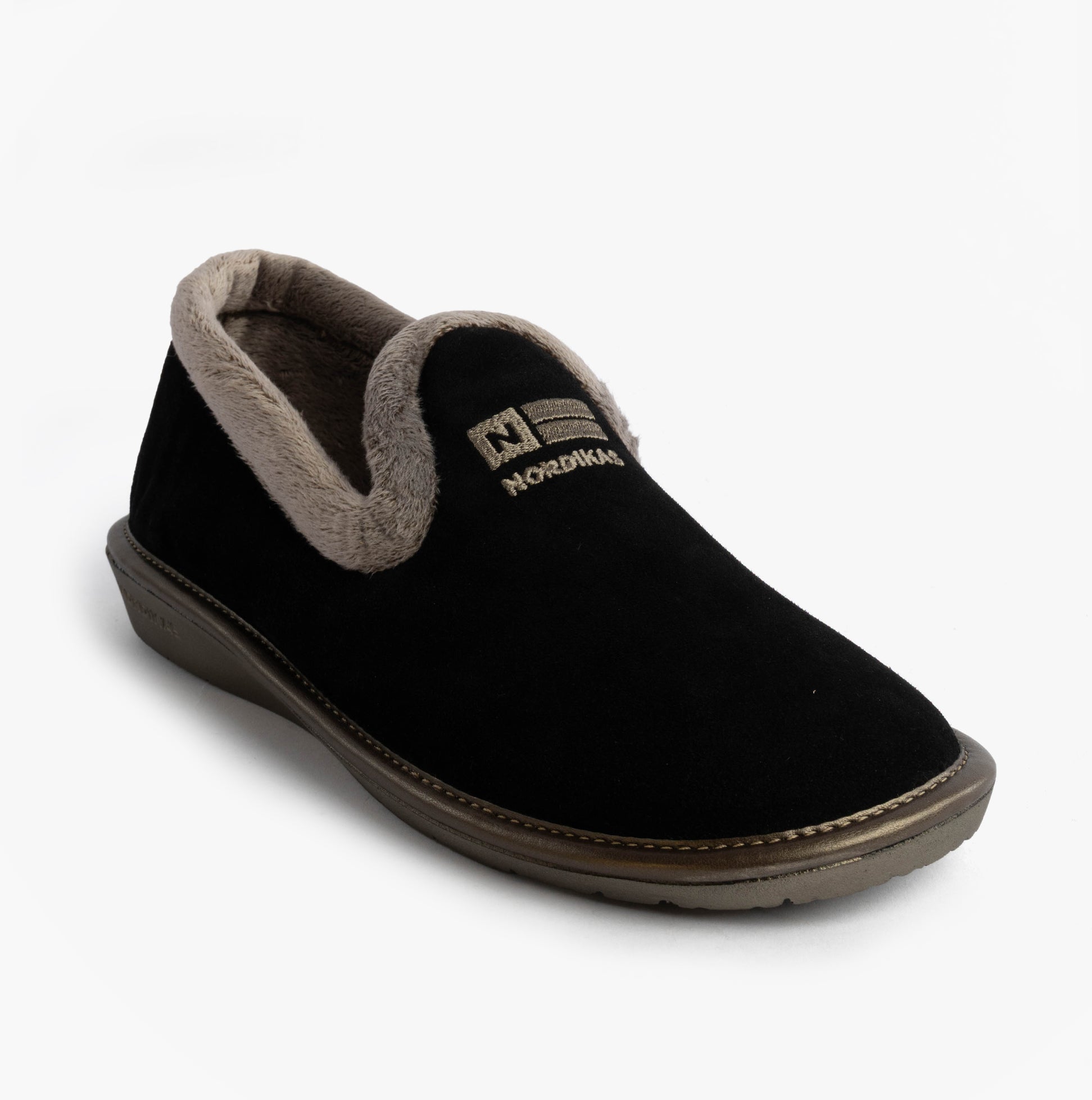 Nordikas 305 Womens Suede Full Slippers Black