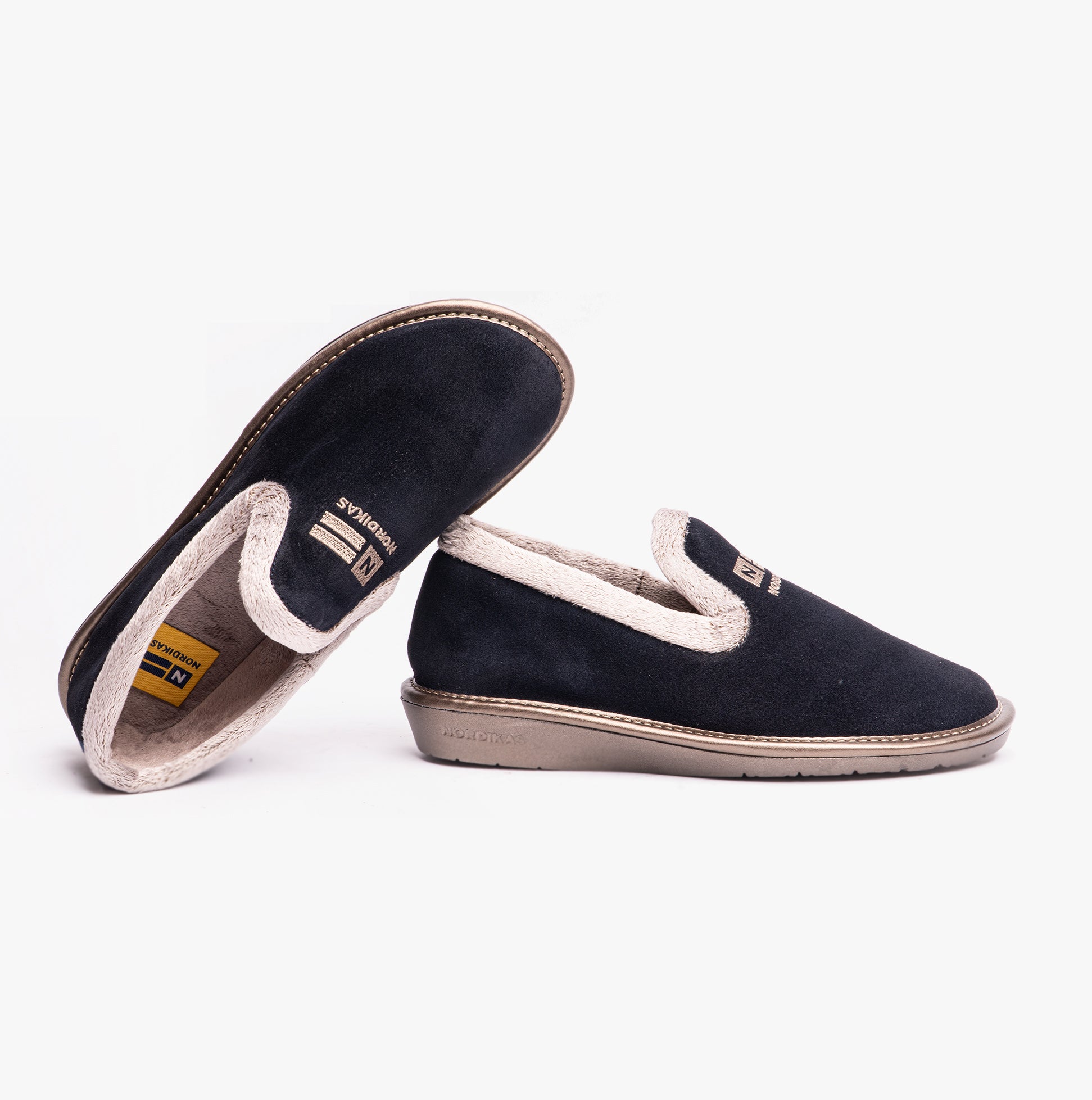 Nordikas 305 Womens Suede Full Slippers Marine Blue