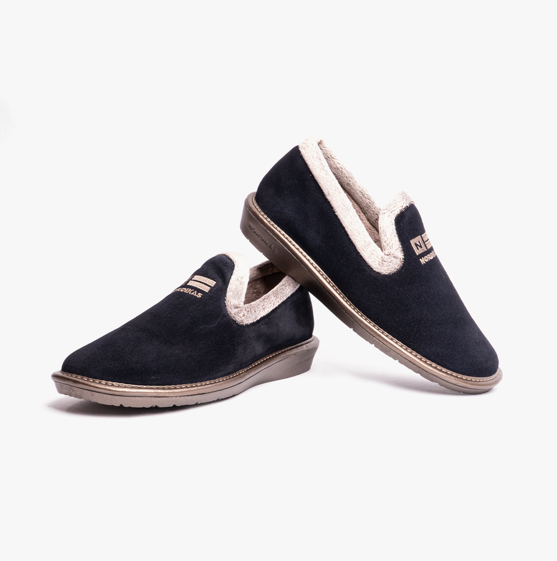 Nordikas 305 Womens Suede Full Slippers Marine Blue