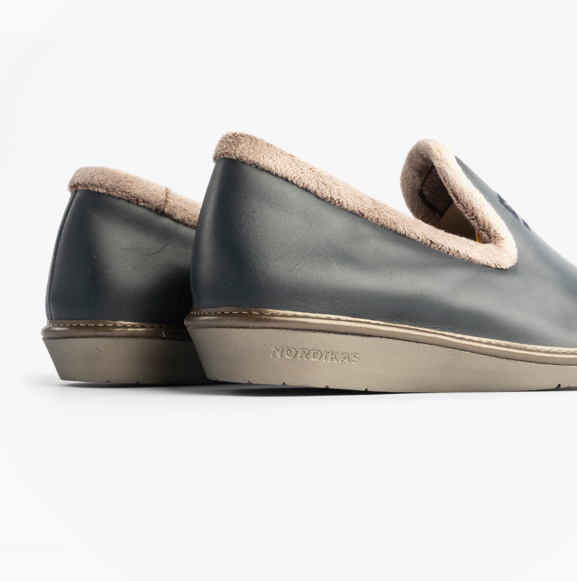 Nordikas 305 Womens Leather Full Slippers Marine Blue