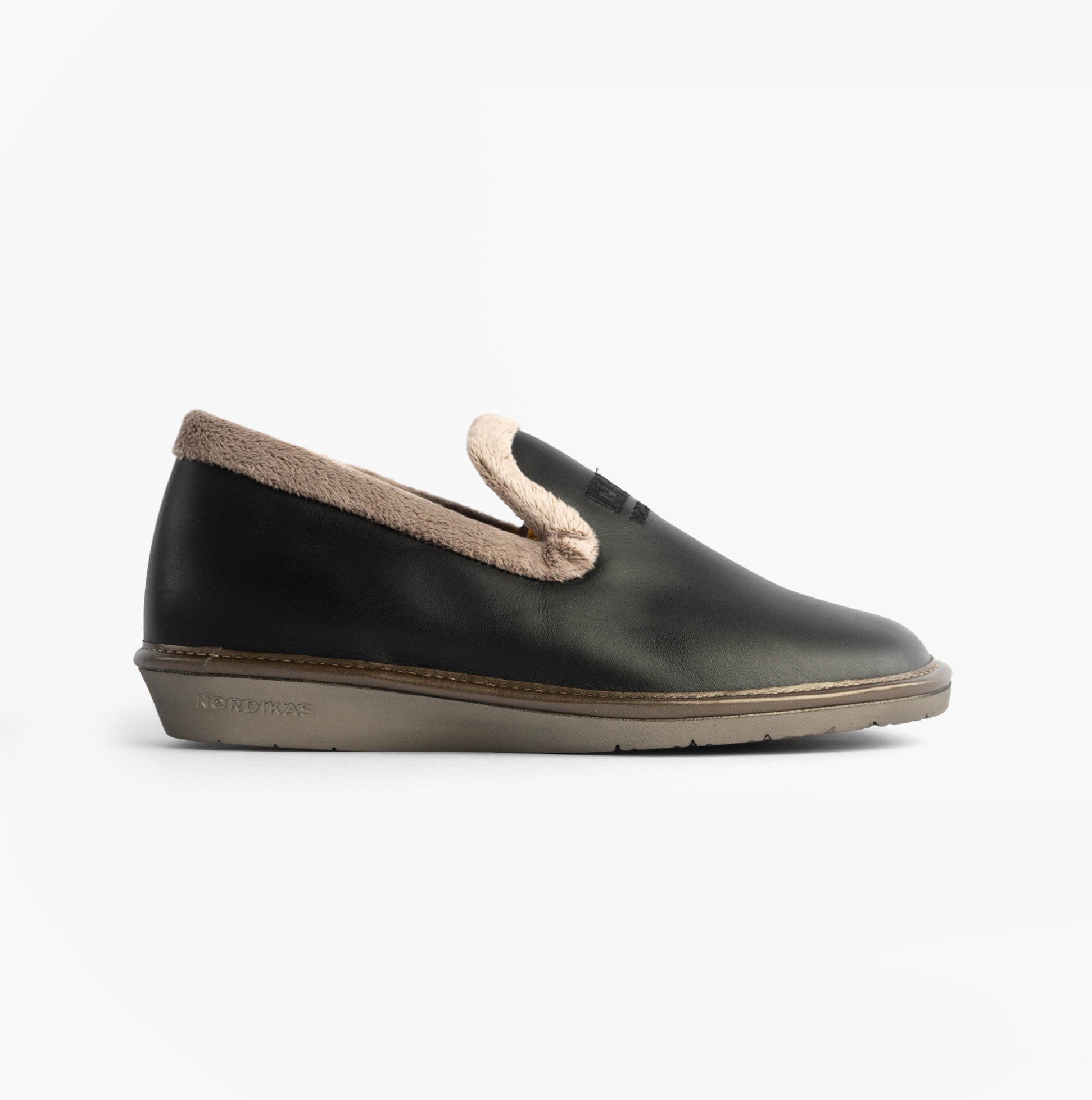 Nordikas 305 Womens Leather Full Slippers Black