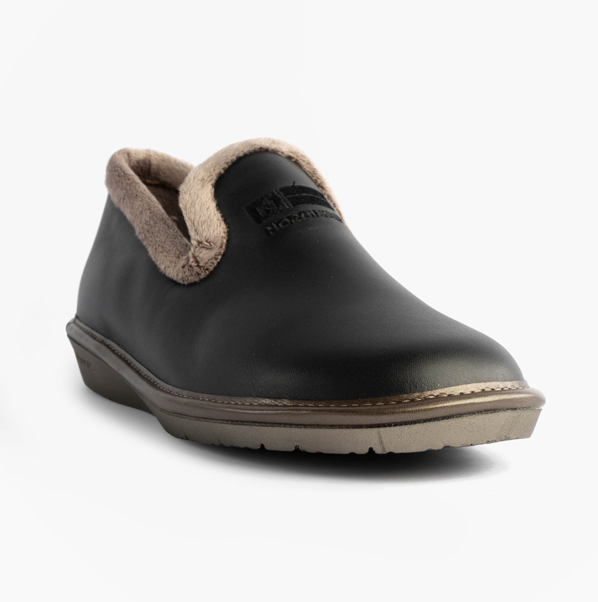 Nordikas 305 Womens Leather Full Slippers Black