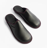 Nordikas 347 Womens Leather Mule Slippers Black