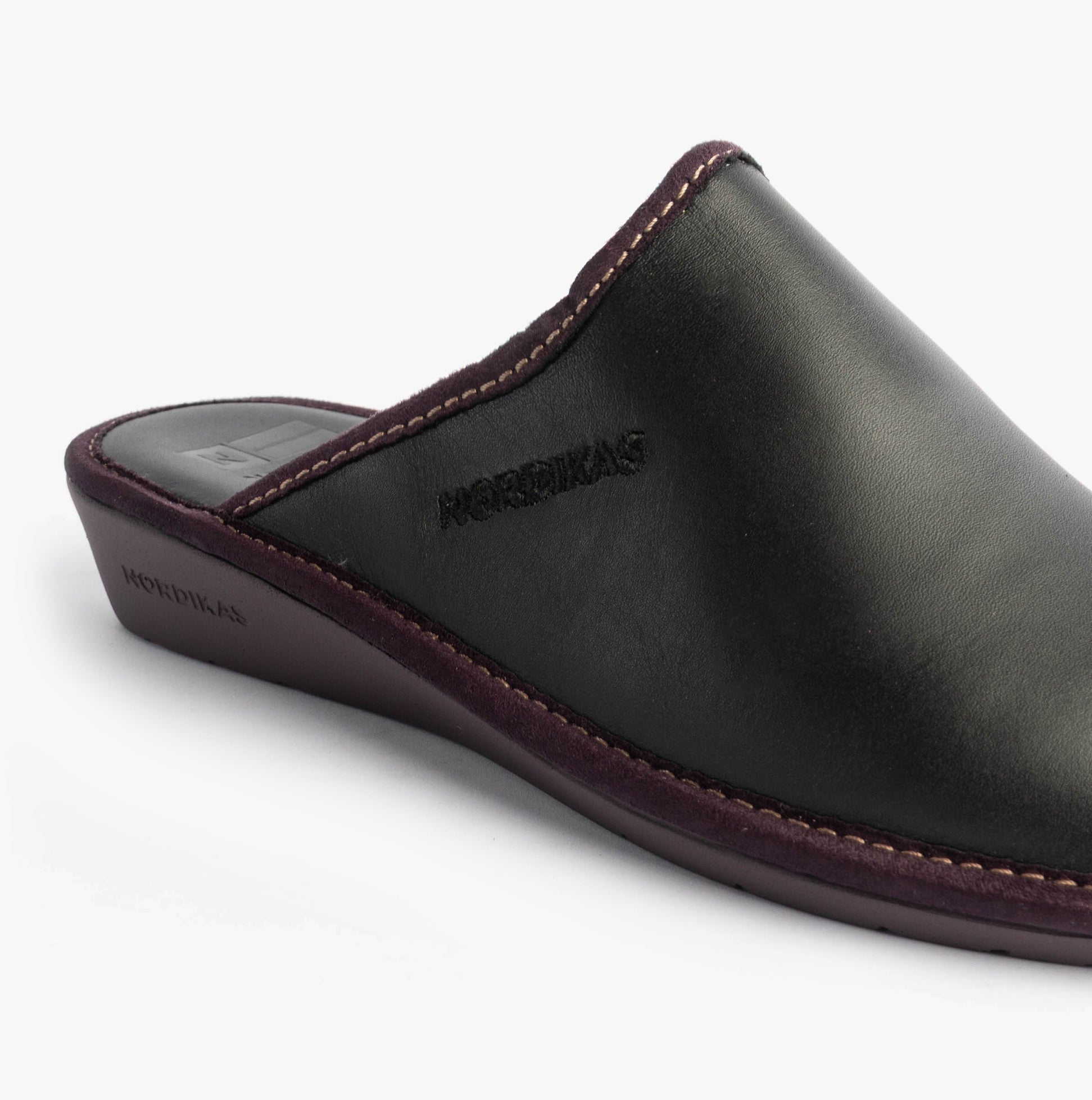 Nordikas 347 Womens Leather Mule Slippers Black