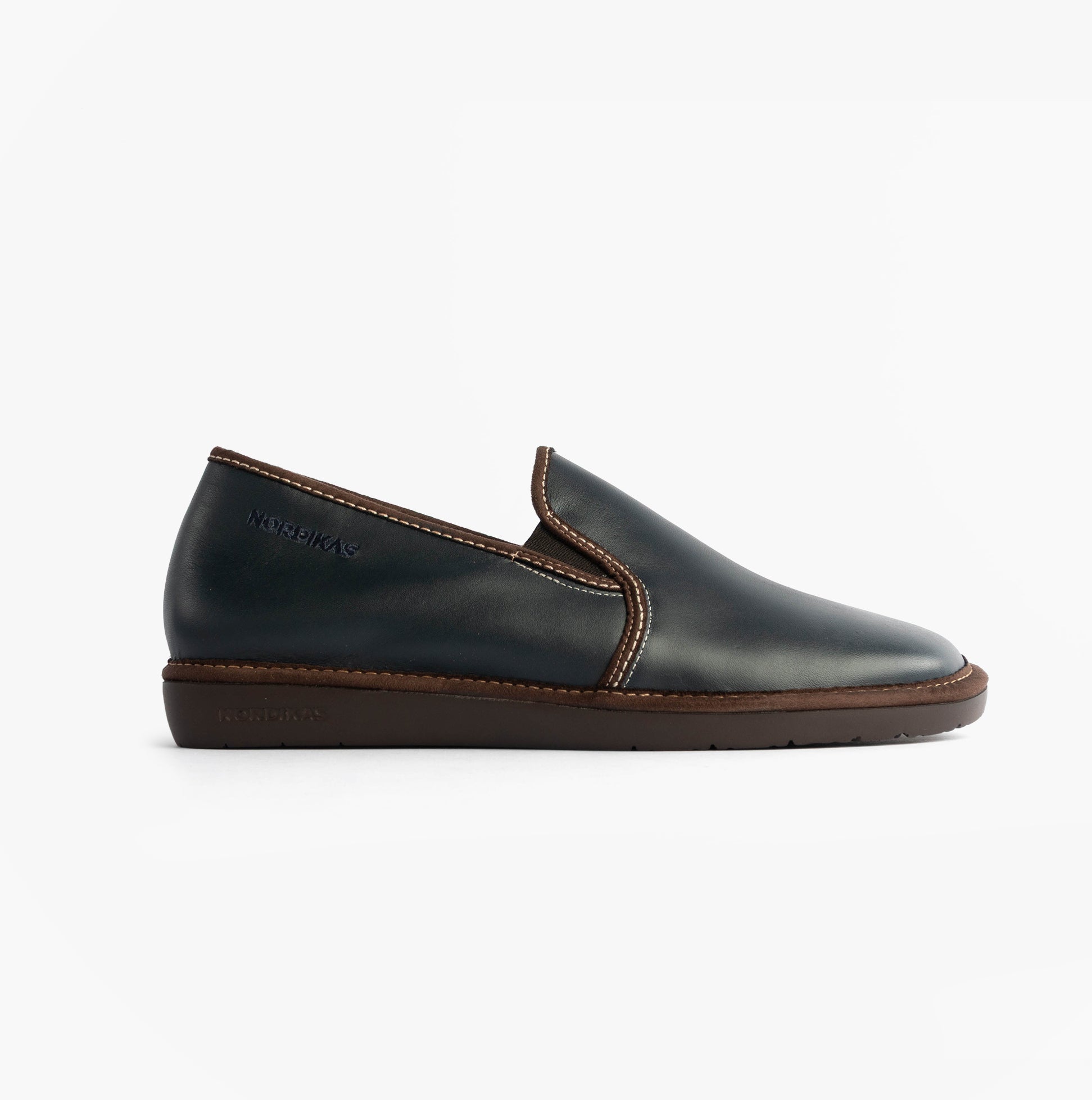 Nordikas 663 Mens Leather Full Slippers Marine Blue
