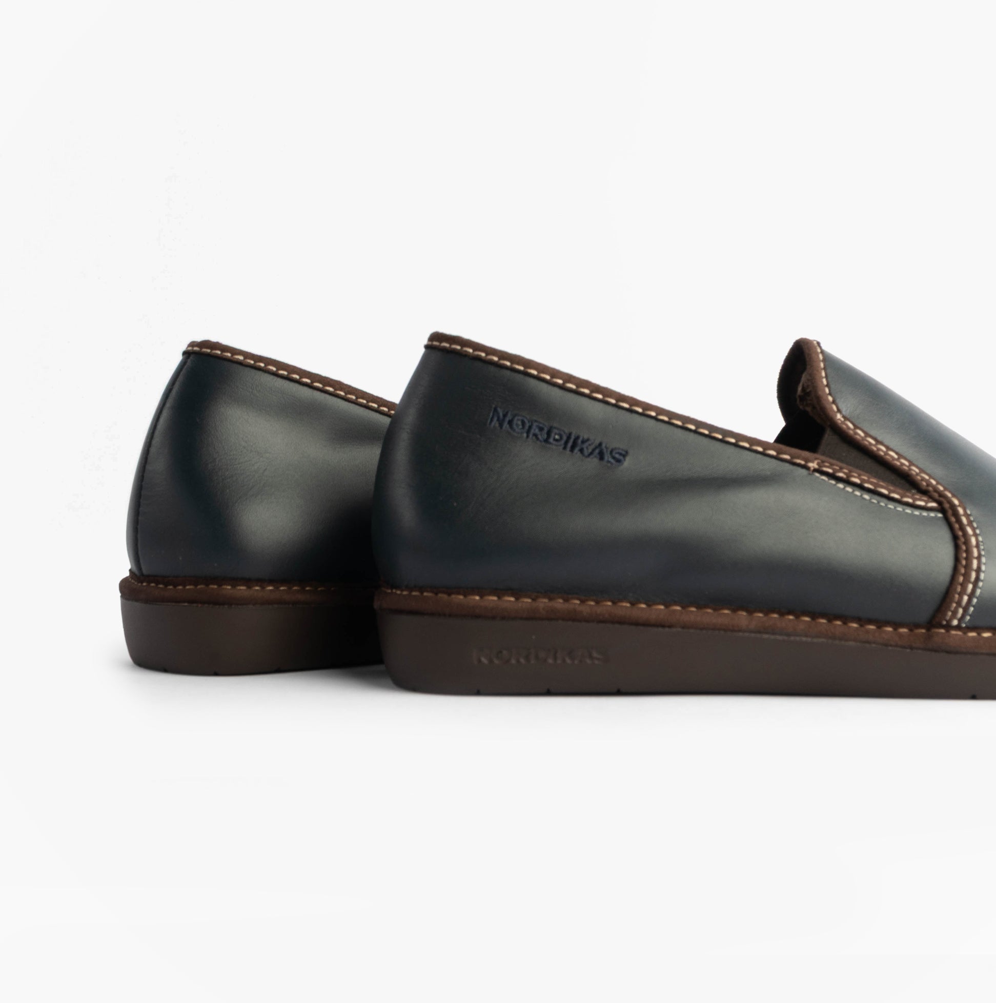Nordikas 663 Mens Leather Full Slippers Marine Blue