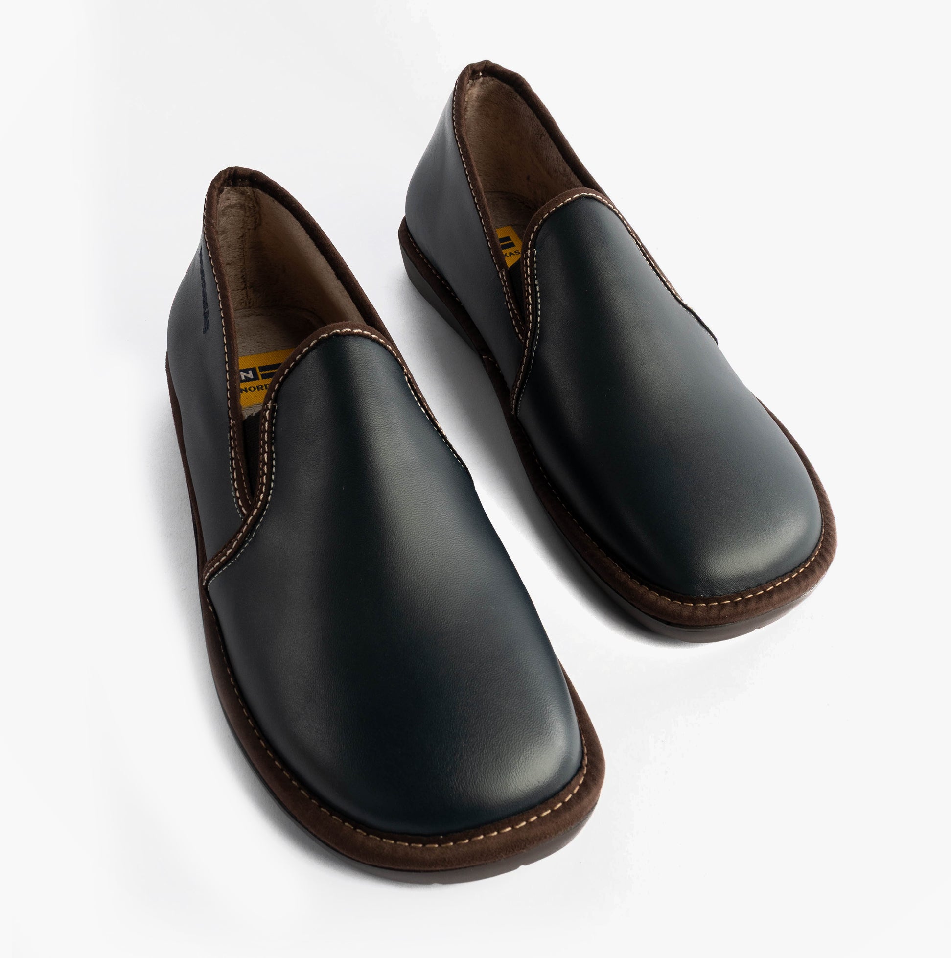 Nordikas 663 Mens Leather Full Slippers Marine Blue