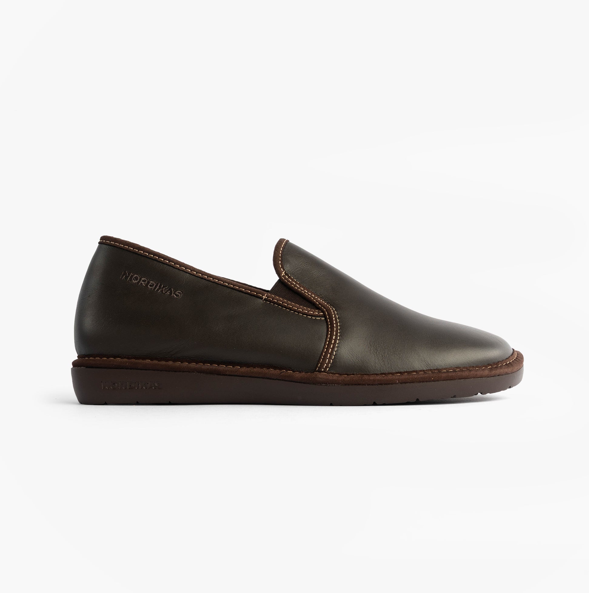 Nordikas 663 Mens Leather Full Slippers Mocha