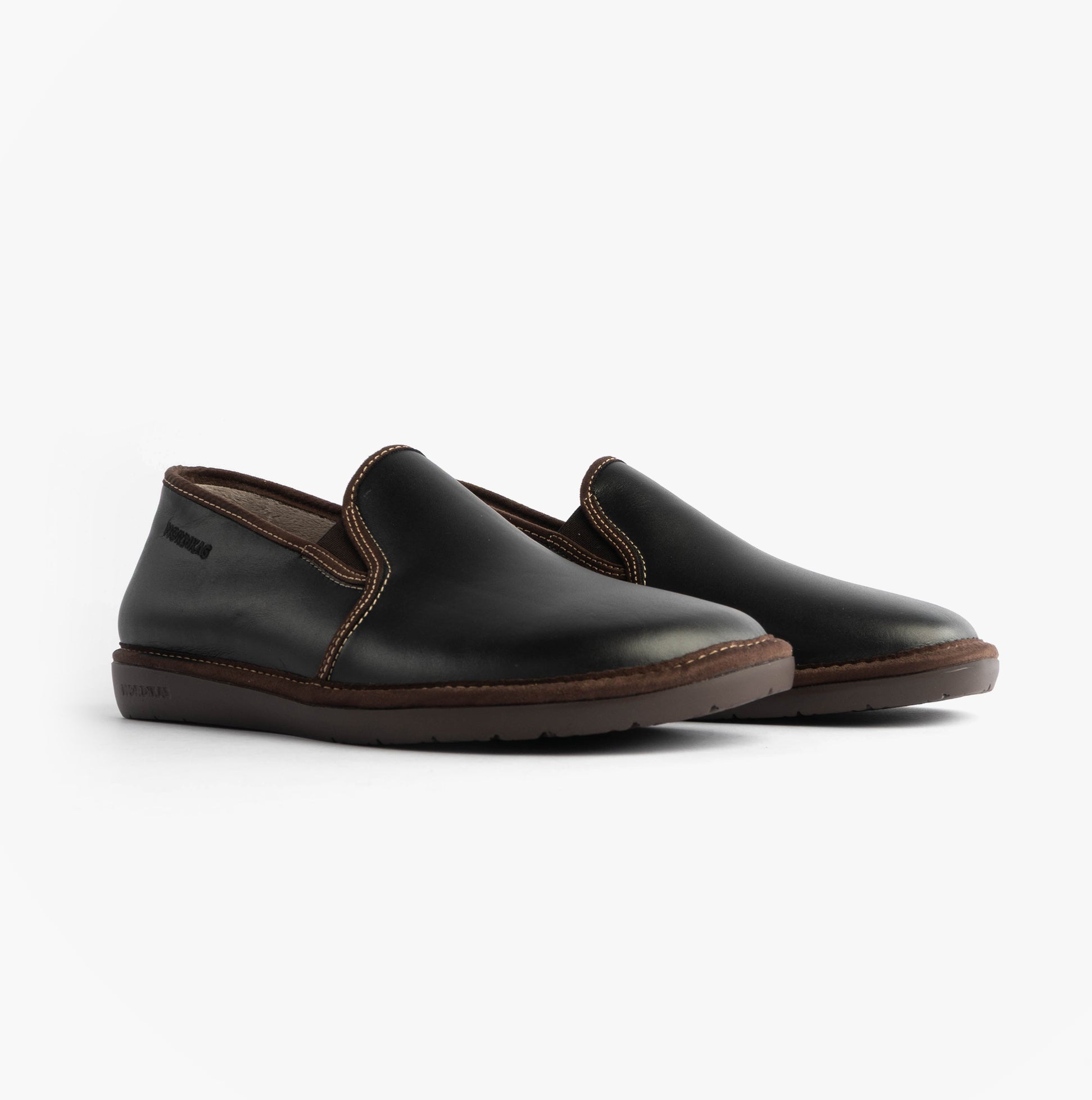 Nordikas 663 Mens Leather Full Slippers Black