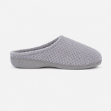 Totes Isotoner POPCORN TERRY Womens Pillowstep Mule Slippers Pale Grey