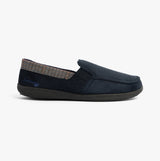 Padders STAN Mens (G Fit) Slippers Navy side view showing textile upper and slip-on design.