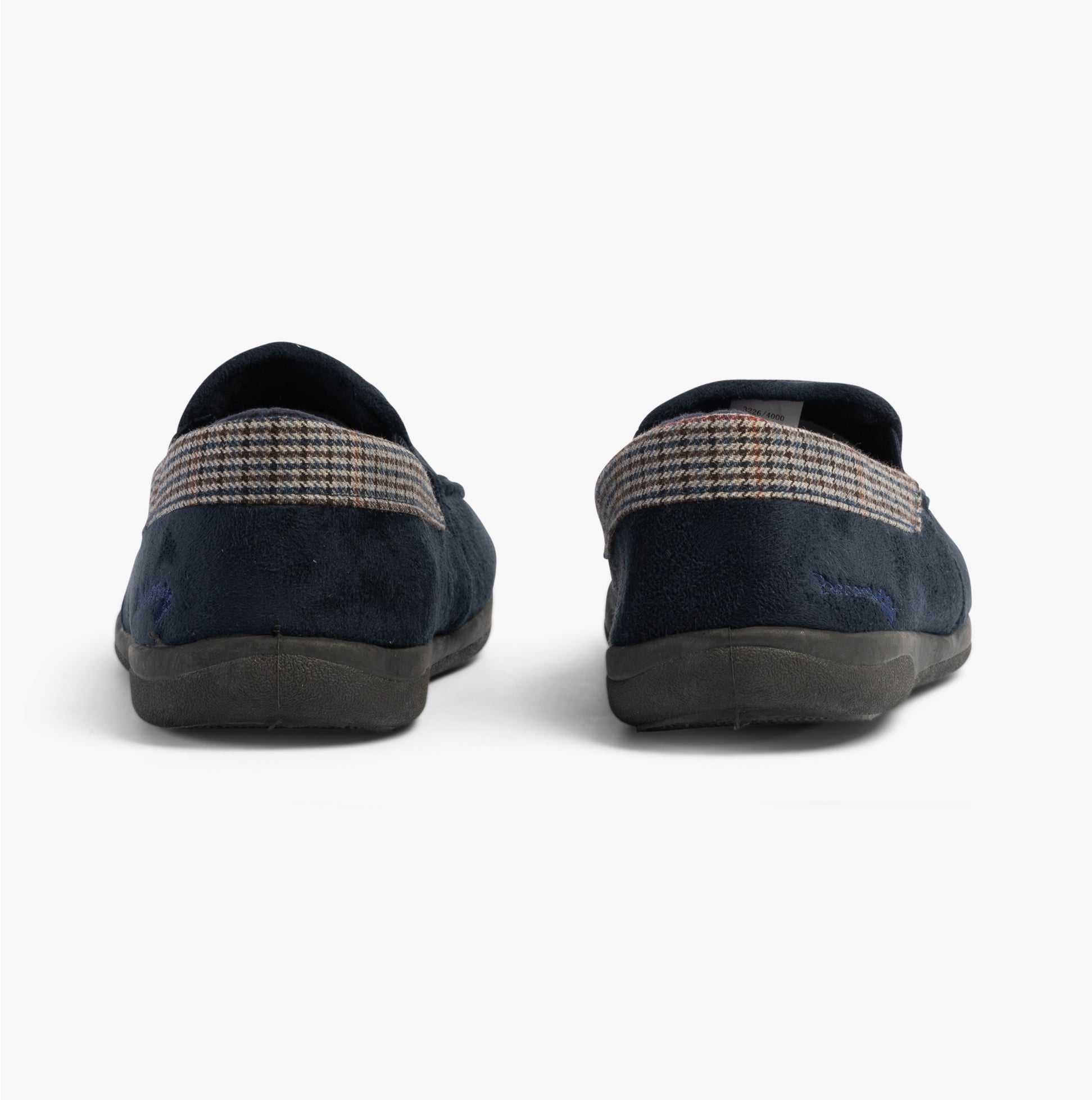 Padders STAN Mens (G Fit) Slippers Navy rear view showcasing the slip-on design and textile upper.