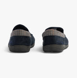 Padders STAN Mens (G Fit) Slippers Navy rear view showcasing the slip-on design and textile upper.