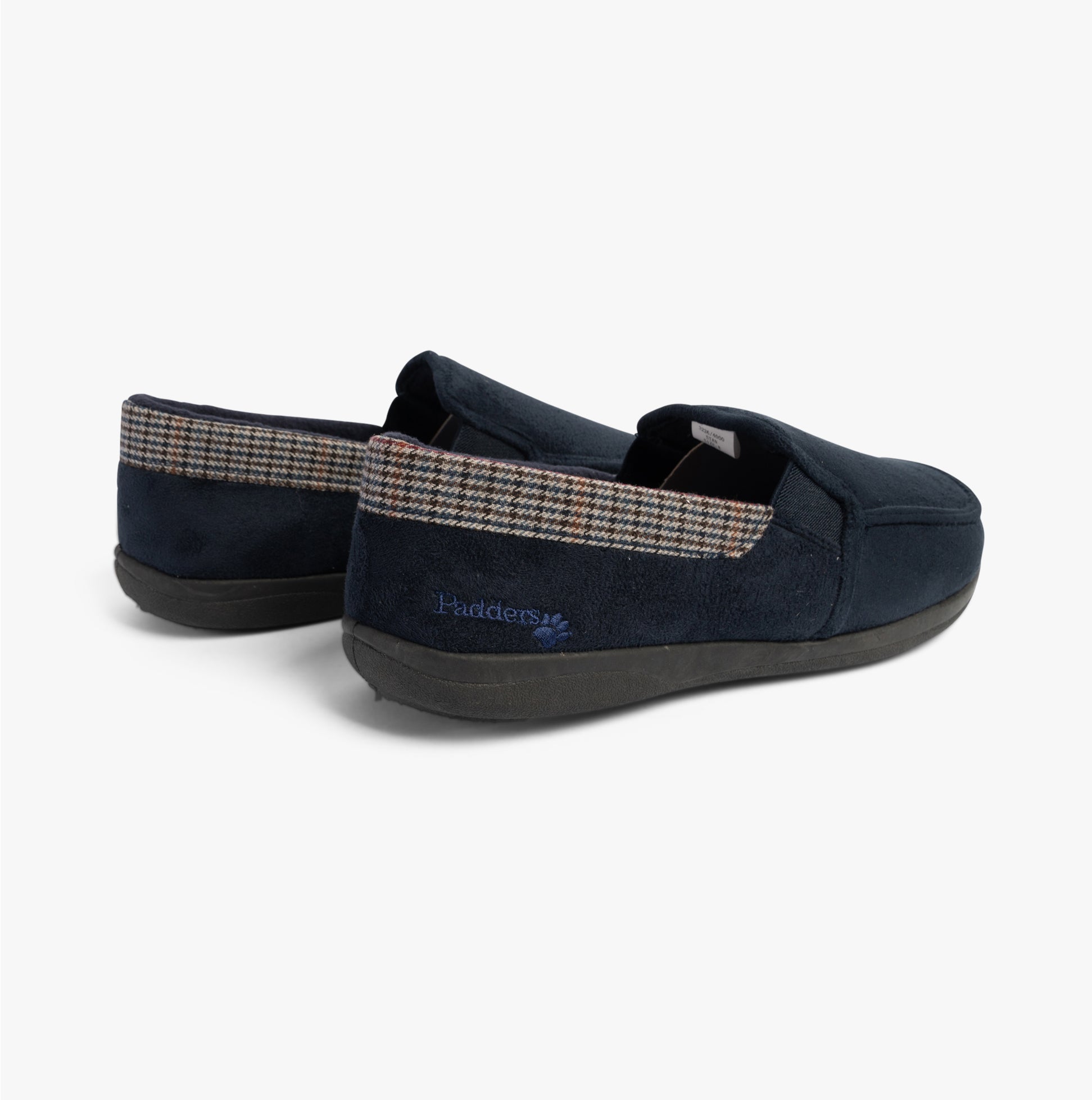 Padders STAN Mens (G Fit) Slippers Navy side view showcasing comfortable textile upper and slip-on design.