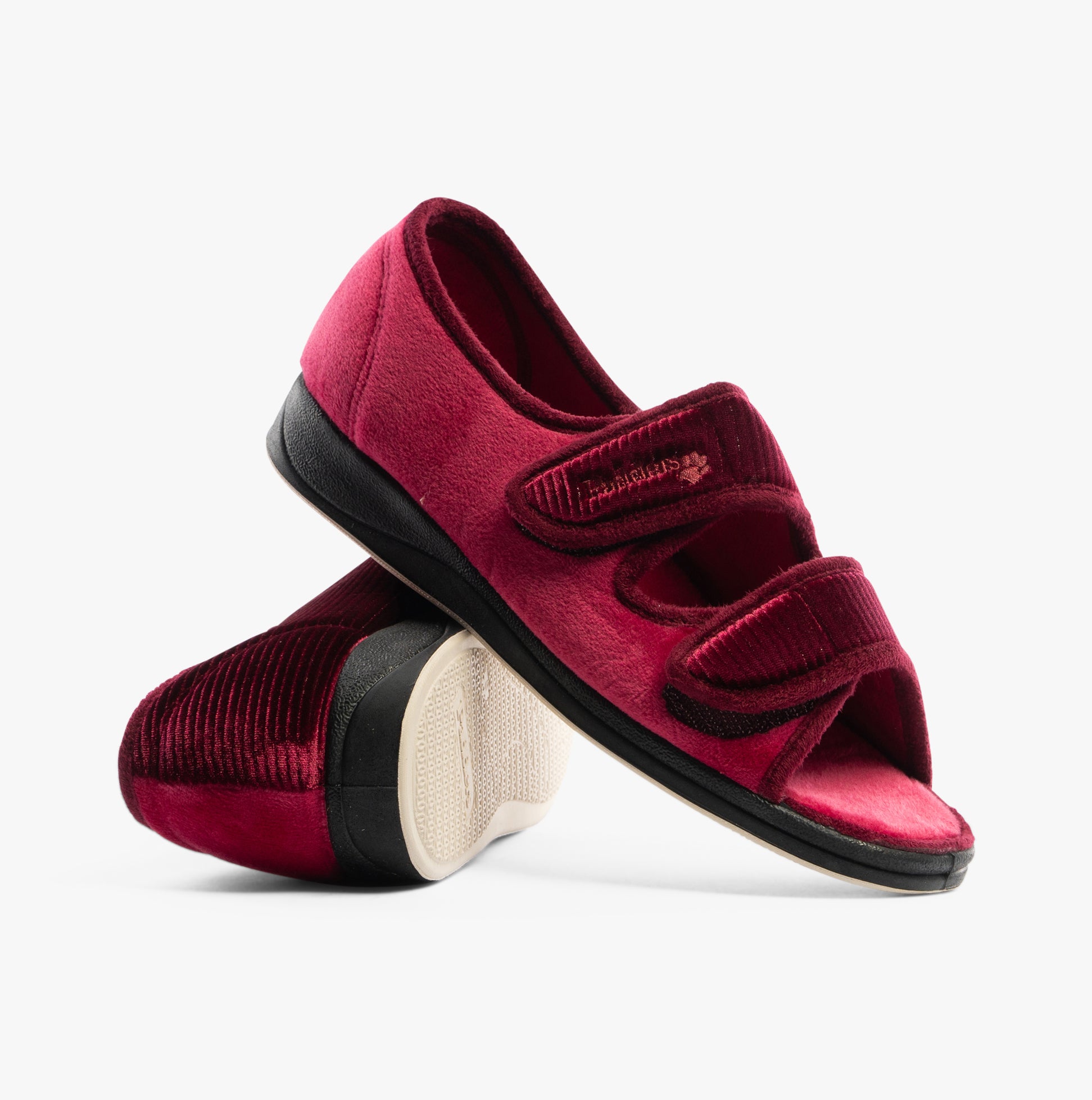 Padders LYDIA X Womens (6E Fit) Touch Fasten Slippers Winter Red