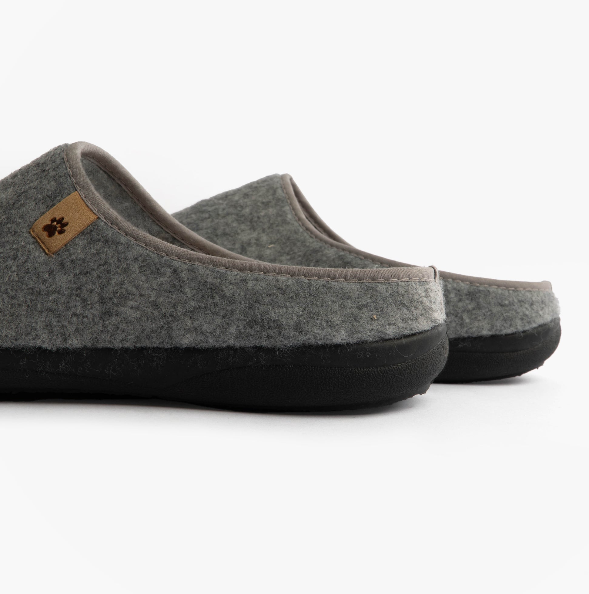 Padders FELIX Mens Mule Slippers Grey side view showcasing soft textile upper and rubber sole