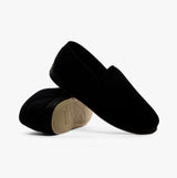 Padders ALBERT Mens (G Fit) Full Slippers Black Check side view showcasing black textile upper and rubber sole.