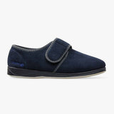 Padders HARRY (G Fit) Mens Slippers Navy side view showing adjustable strap and microsuede upper.