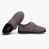 Padders CHARLES Mens (G Fit) Slippers Grey Combi side view, showing textile upper and rubber sole.