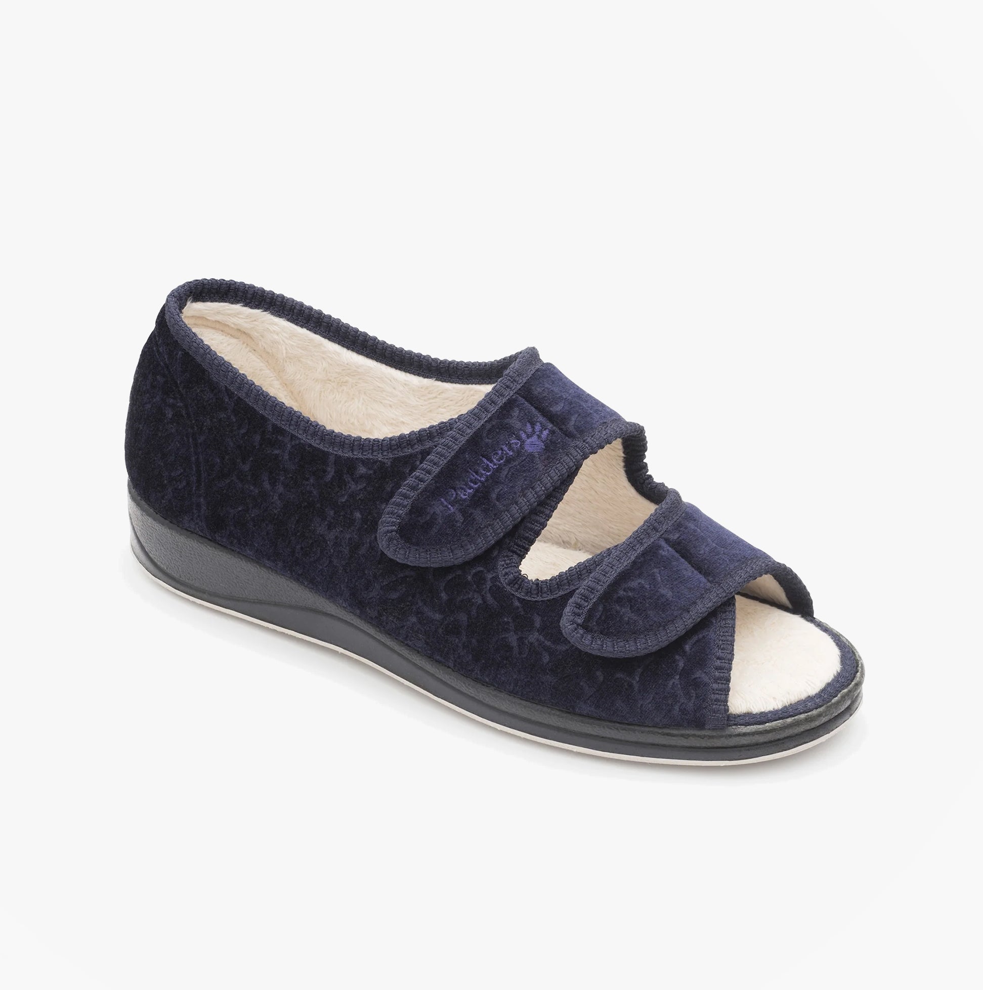 Padders LYDIA Womens (2E Fit) Touch Fasten Slippers Navy